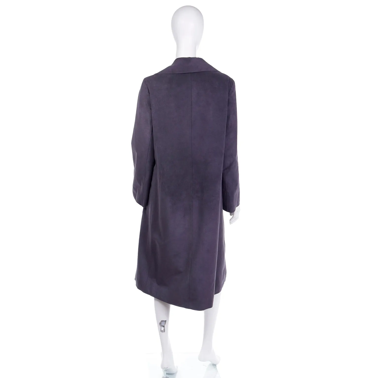 1970s Halston Vintage Steel Blue Grey Ultrasuede Coat