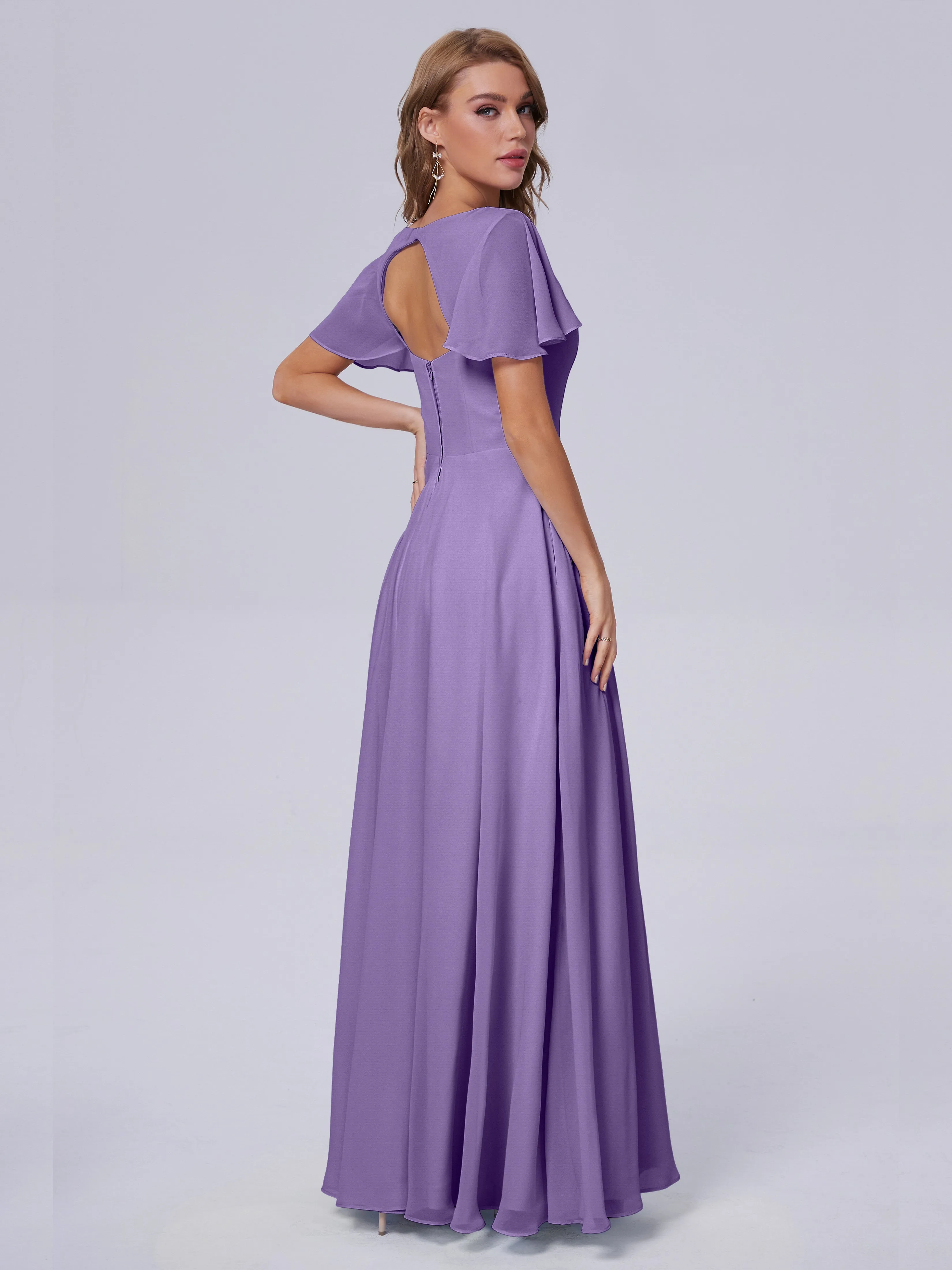 Anastasia Short Sleeves Chiffon Bridesmaid Dresses