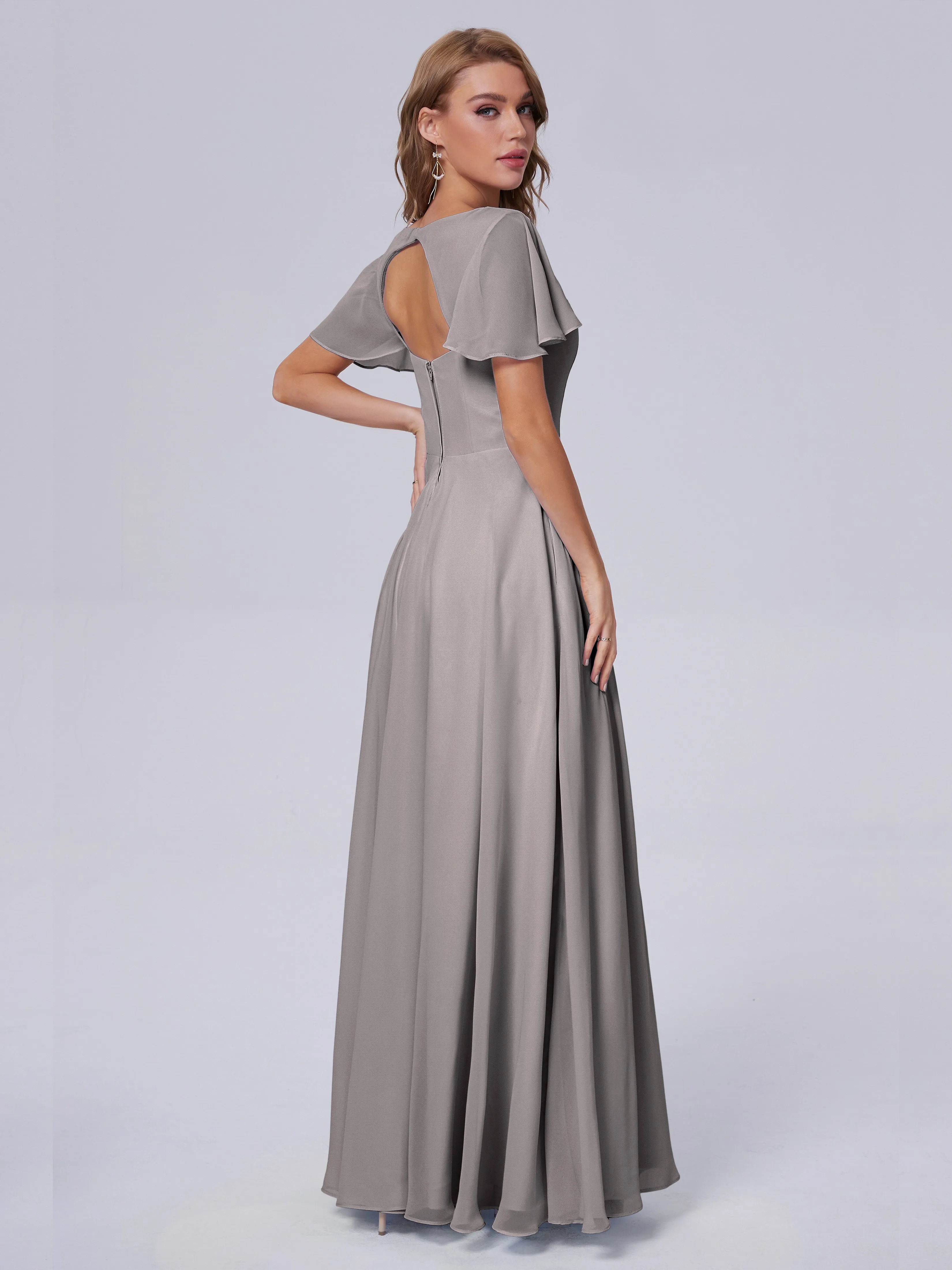 Anastasia Short Sleeves Chiffon Bridesmaid Dresses