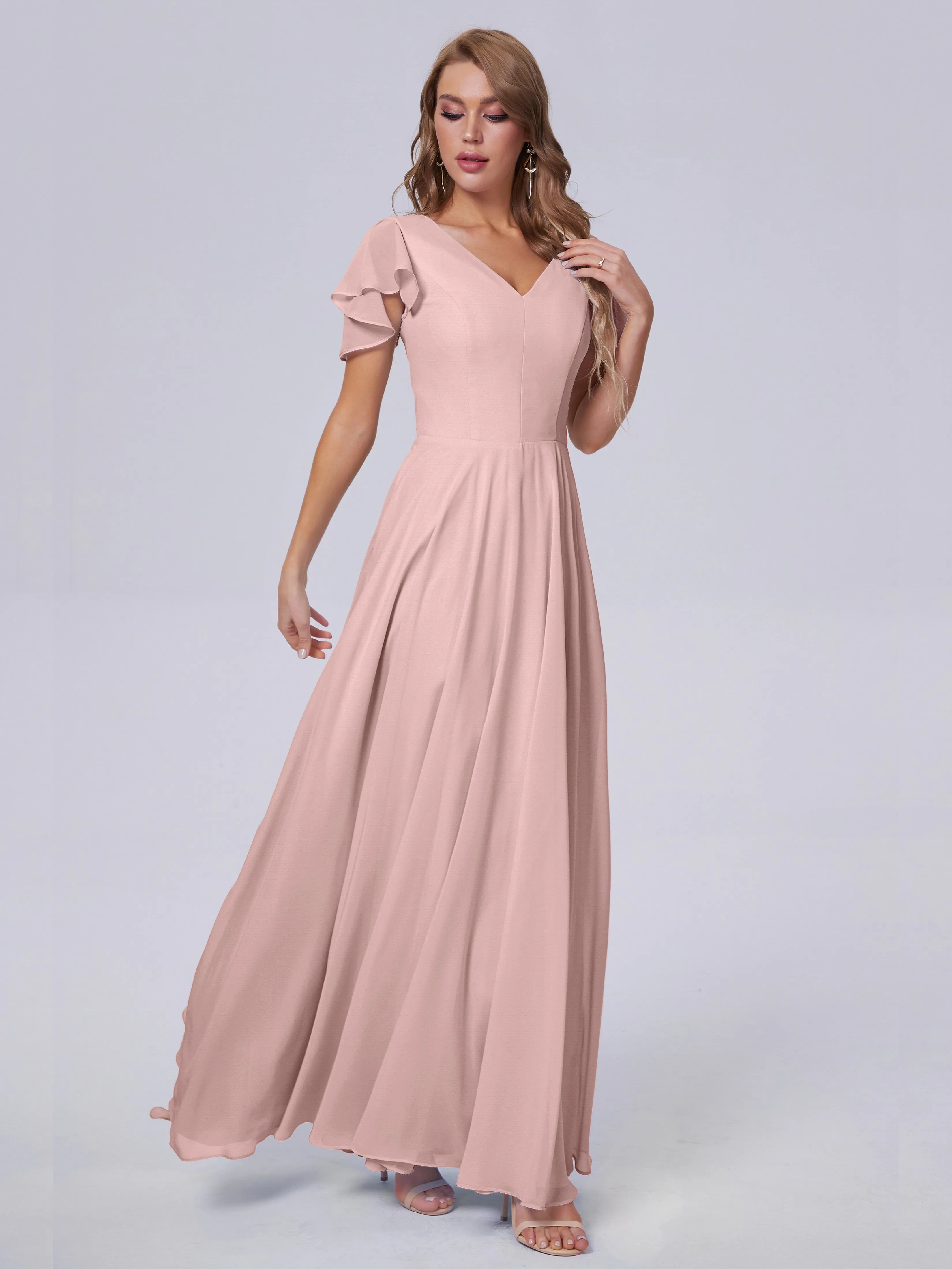 Anastasia Short Sleeves Chiffon Bridesmaid Dresses