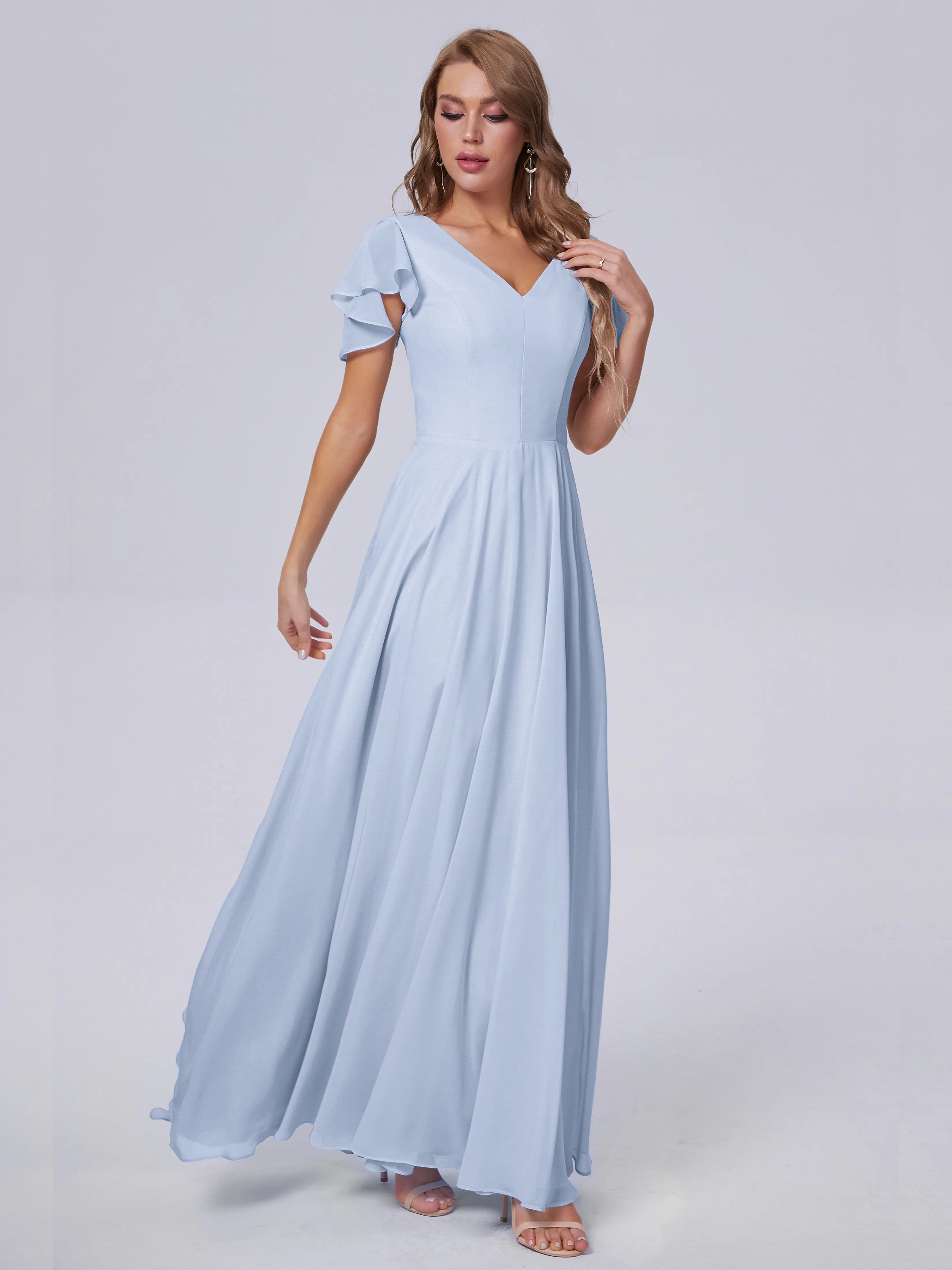 Anastasia Short Sleeves Chiffon Bridesmaid Dresses