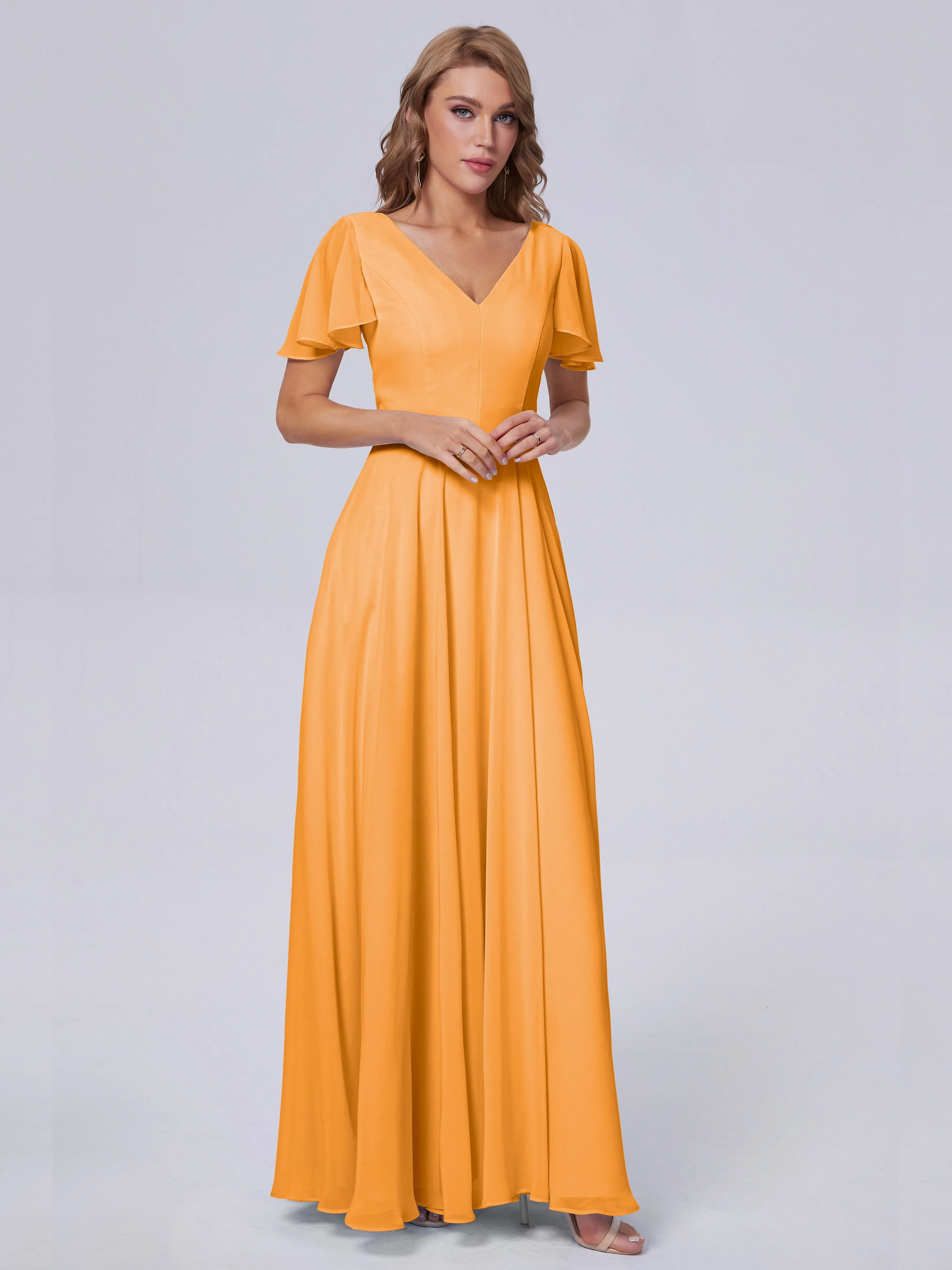 Anastasia Short Sleeves Chiffon Bridesmaid Dresses