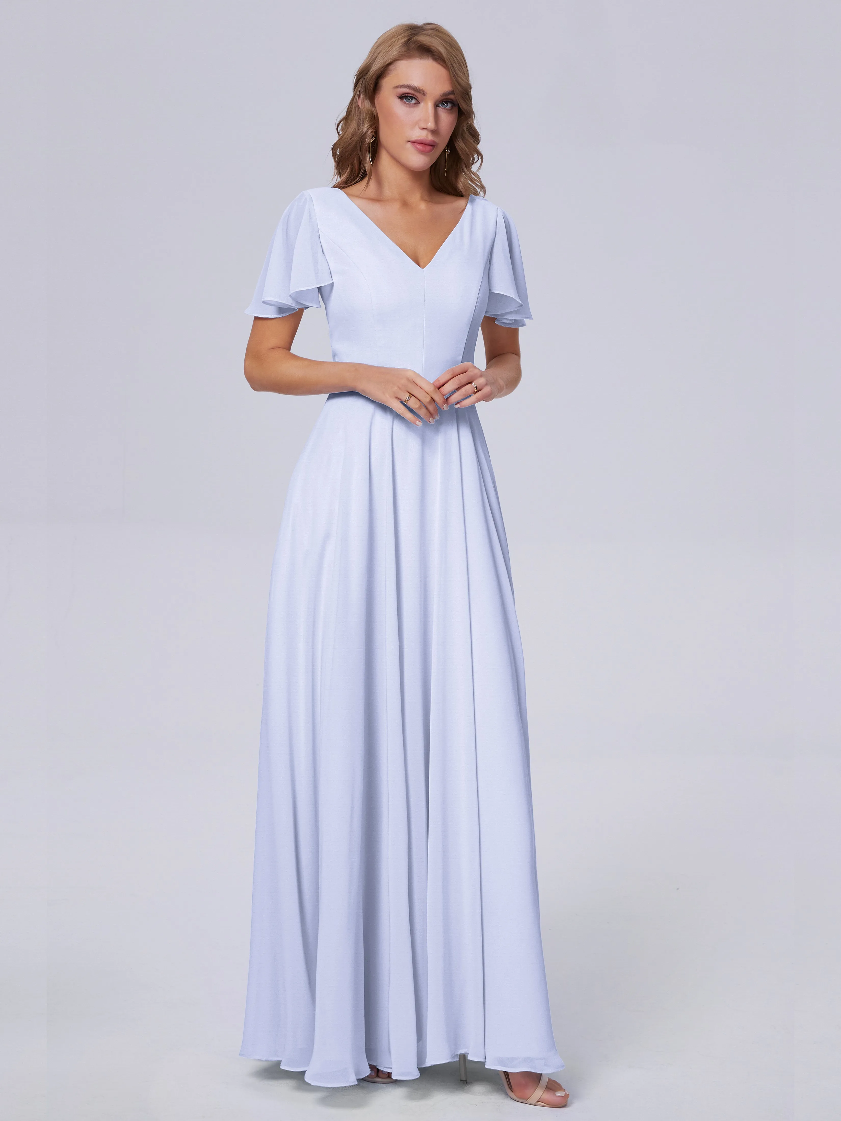 Anastasia Short Sleeves Chiffon Bridesmaid Dresses