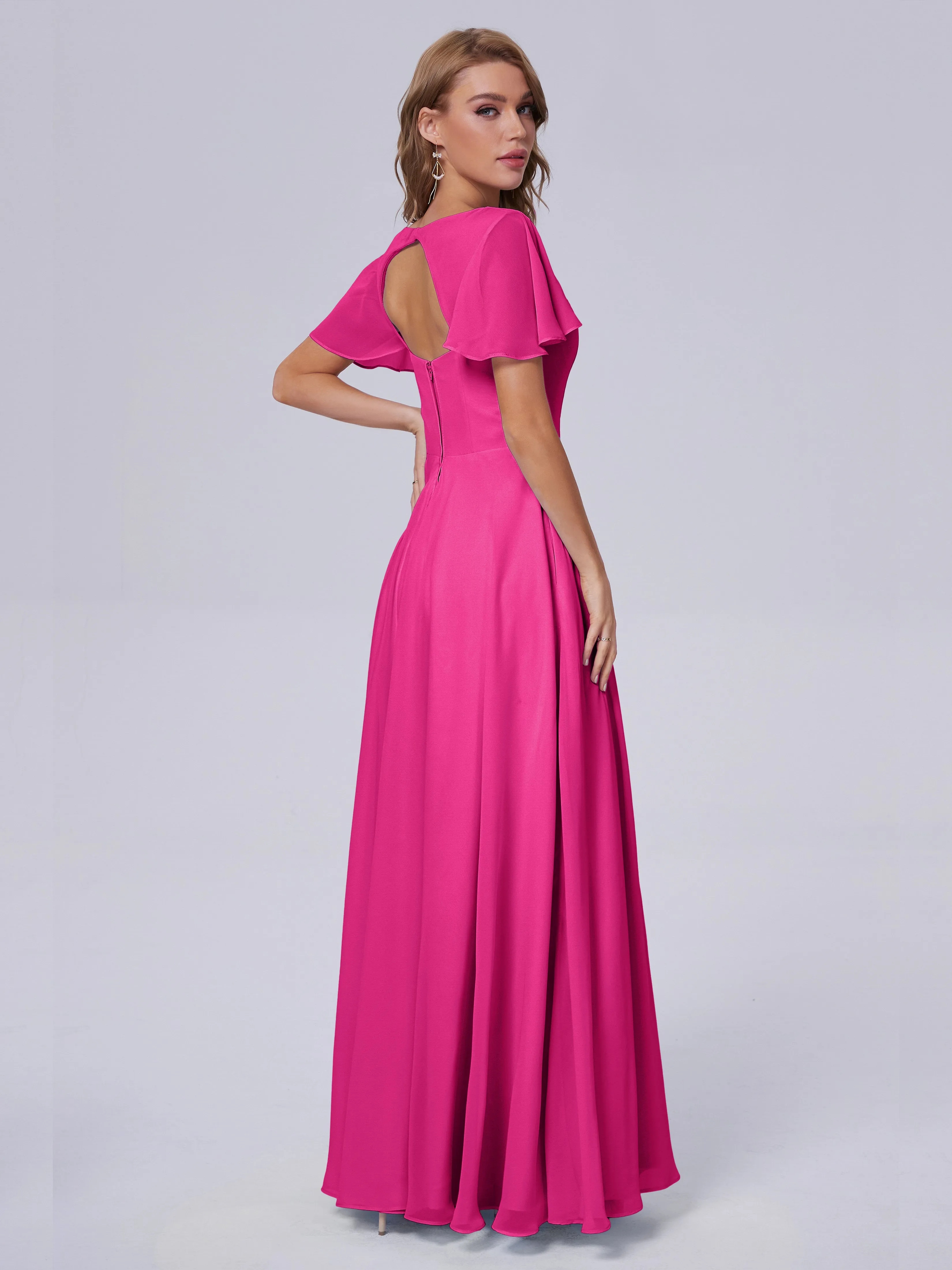 Anastasia Short Sleeves Chiffon Bridesmaid Dresses