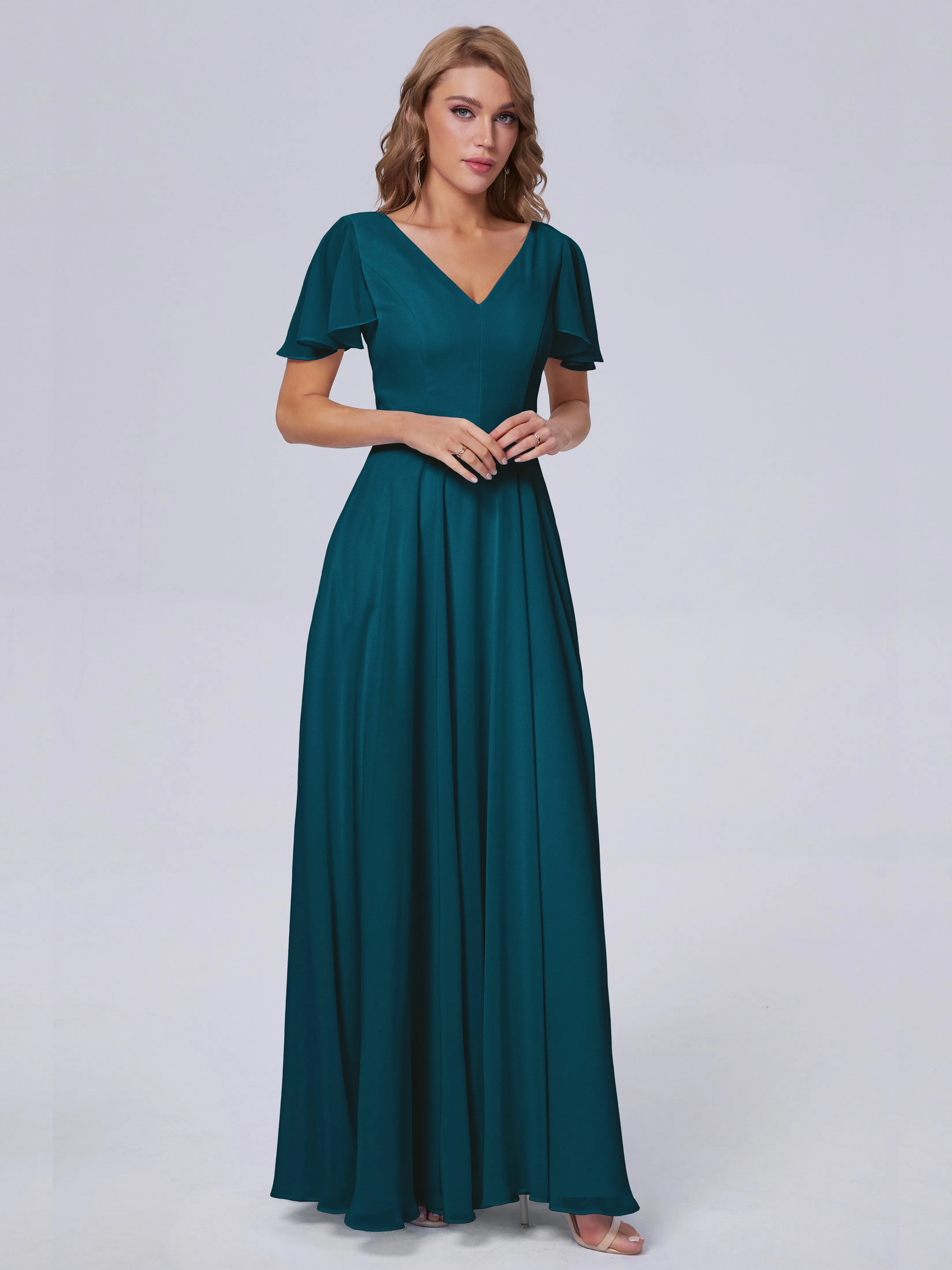 Anastasia Short Sleeves Chiffon Bridesmaid Dresses