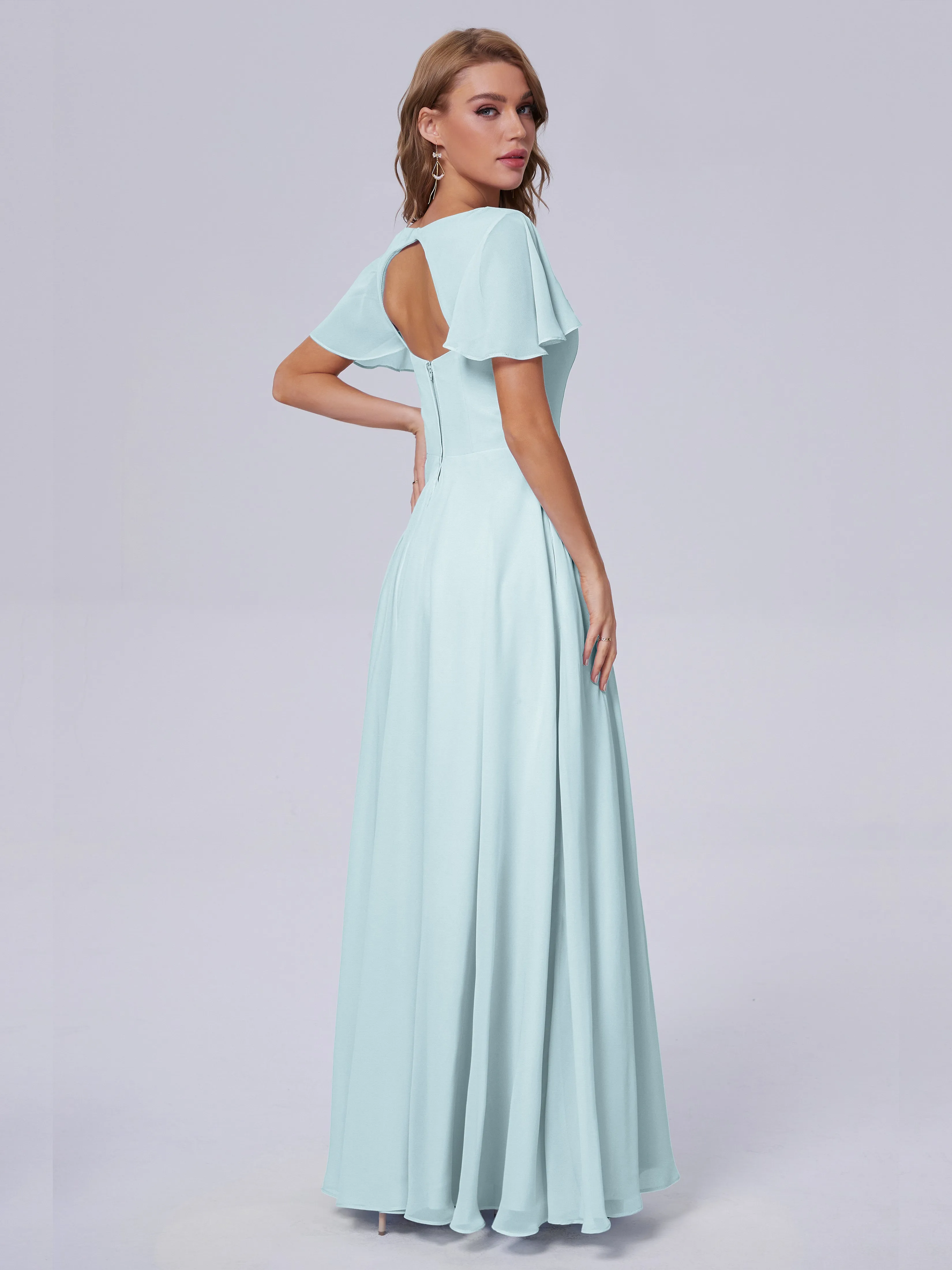 Anastasia Short Sleeves Chiffon Bridesmaid Dresses