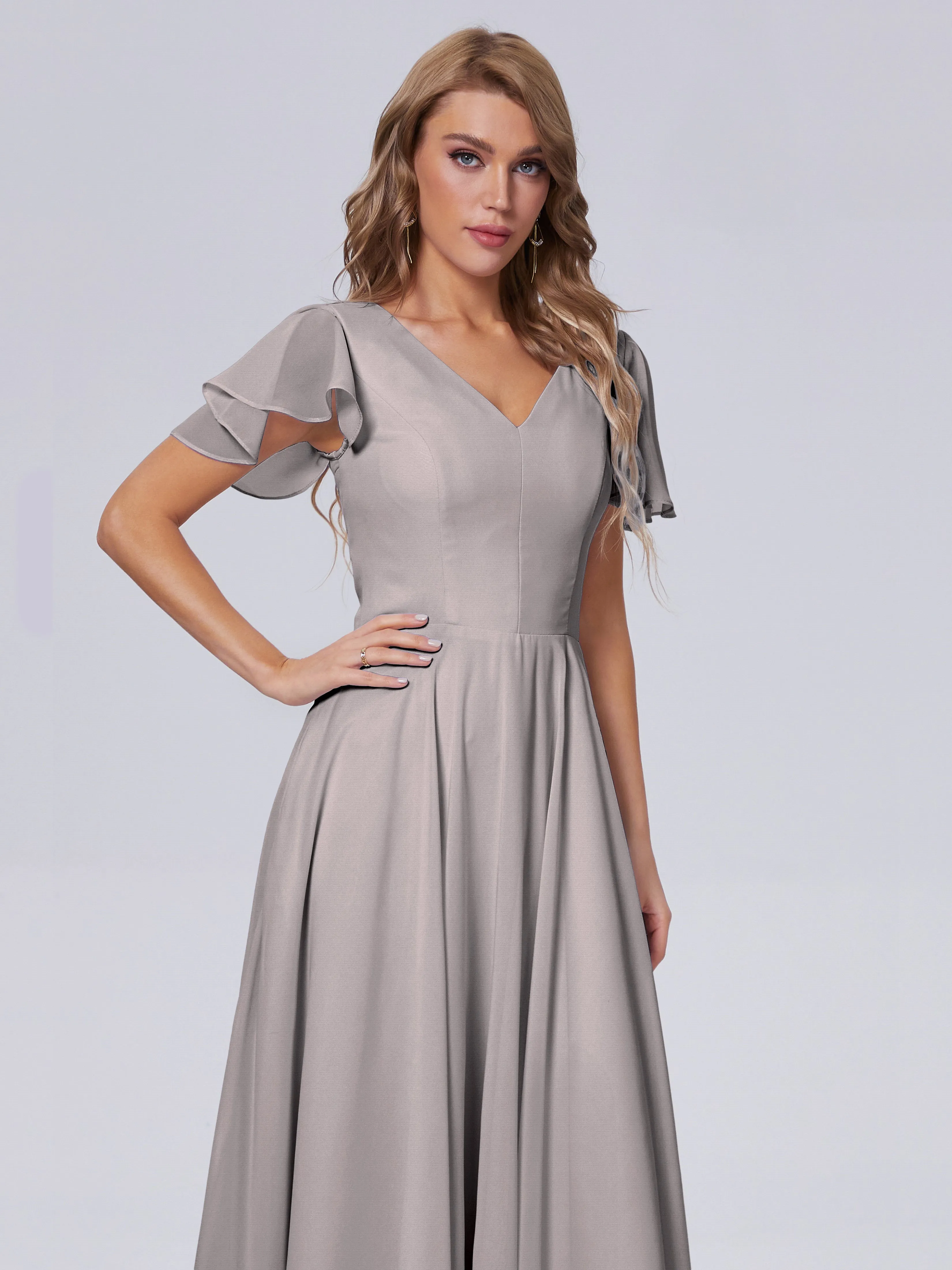 Anastasia Short Sleeves Chiffon Bridesmaid Dresses