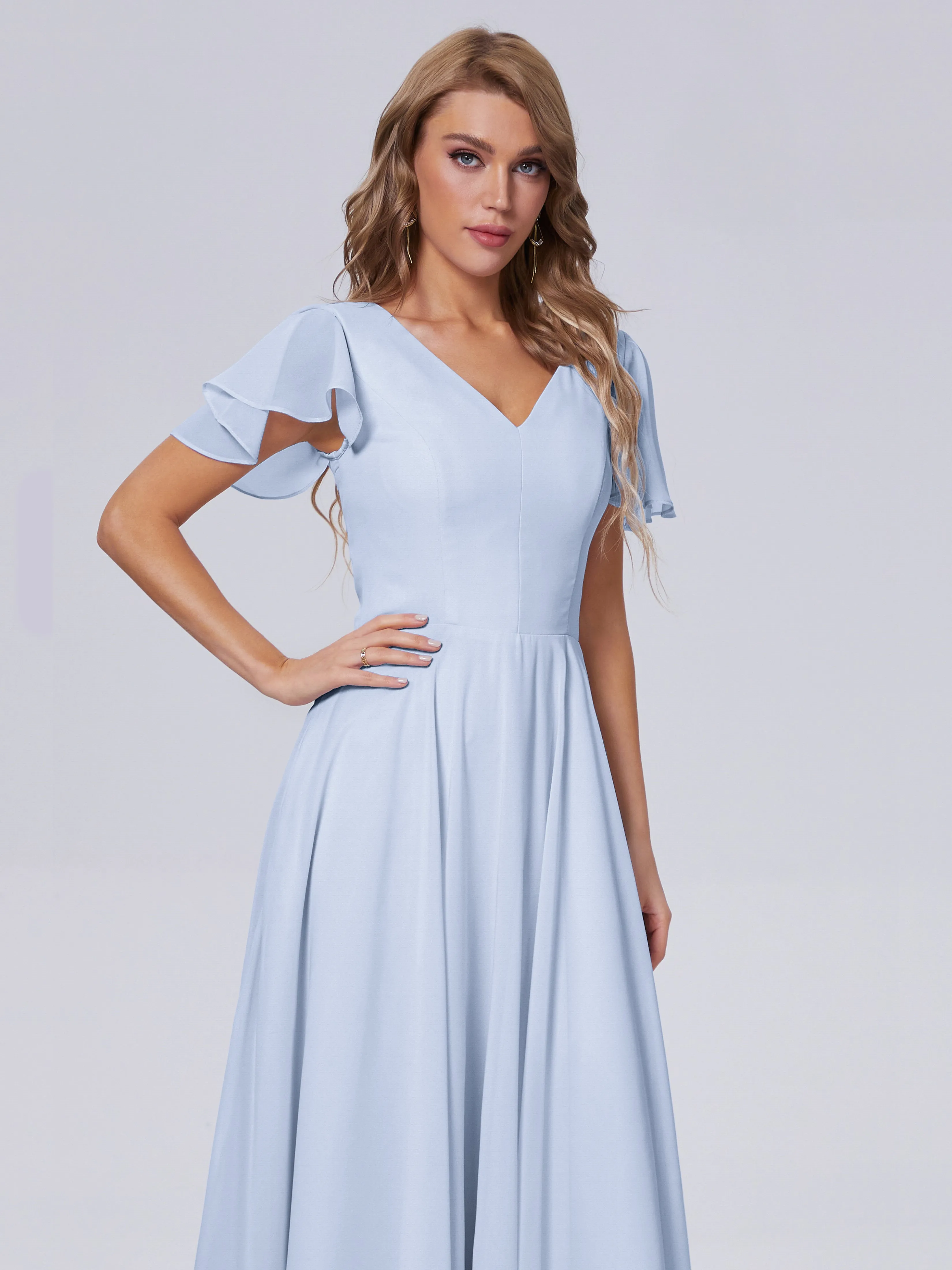 Anastasia Short Sleeves Chiffon Bridesmaid Dresses