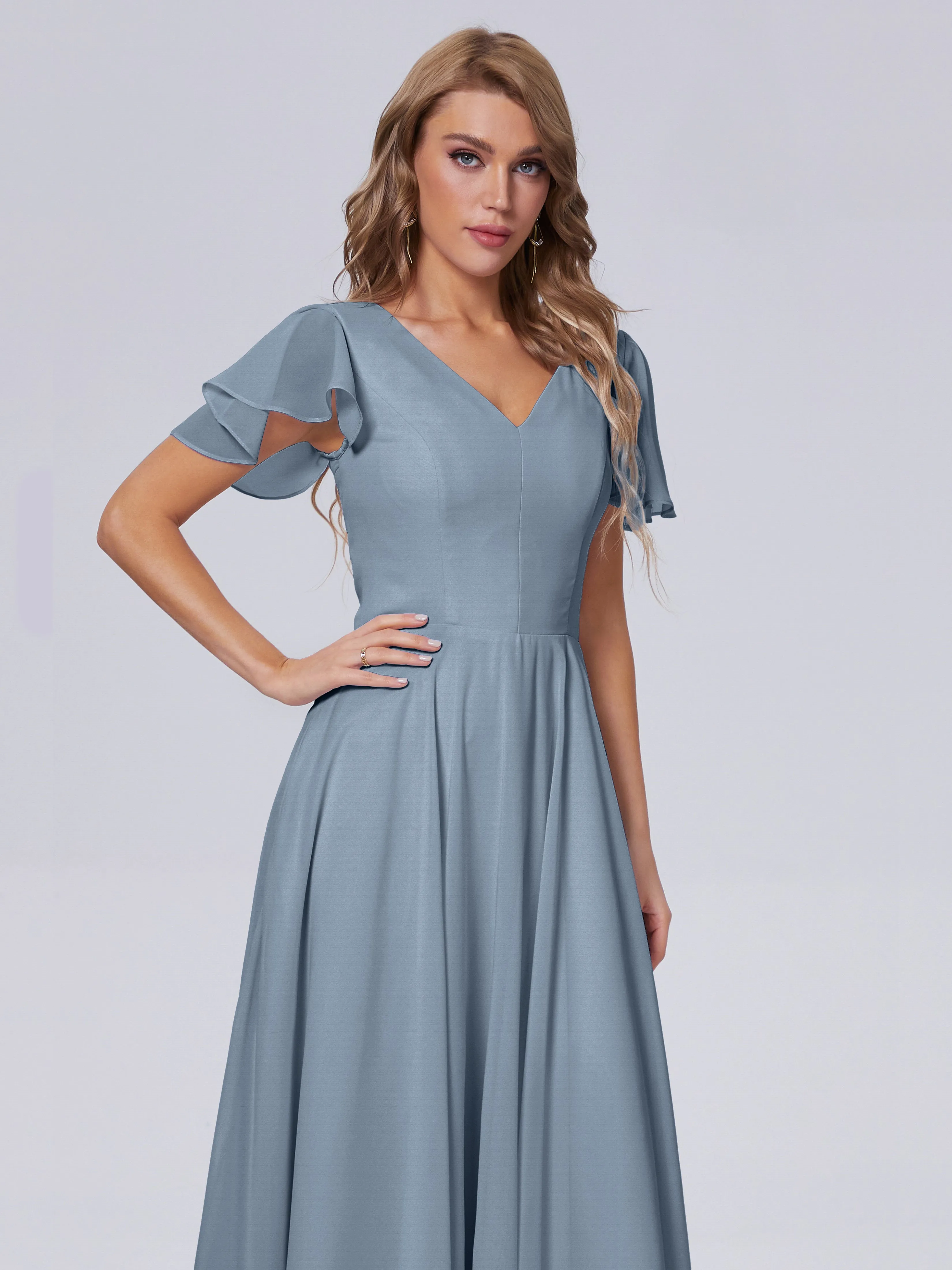 Anastasia Short Sleeves Chiffon Bridesmaid Dresses