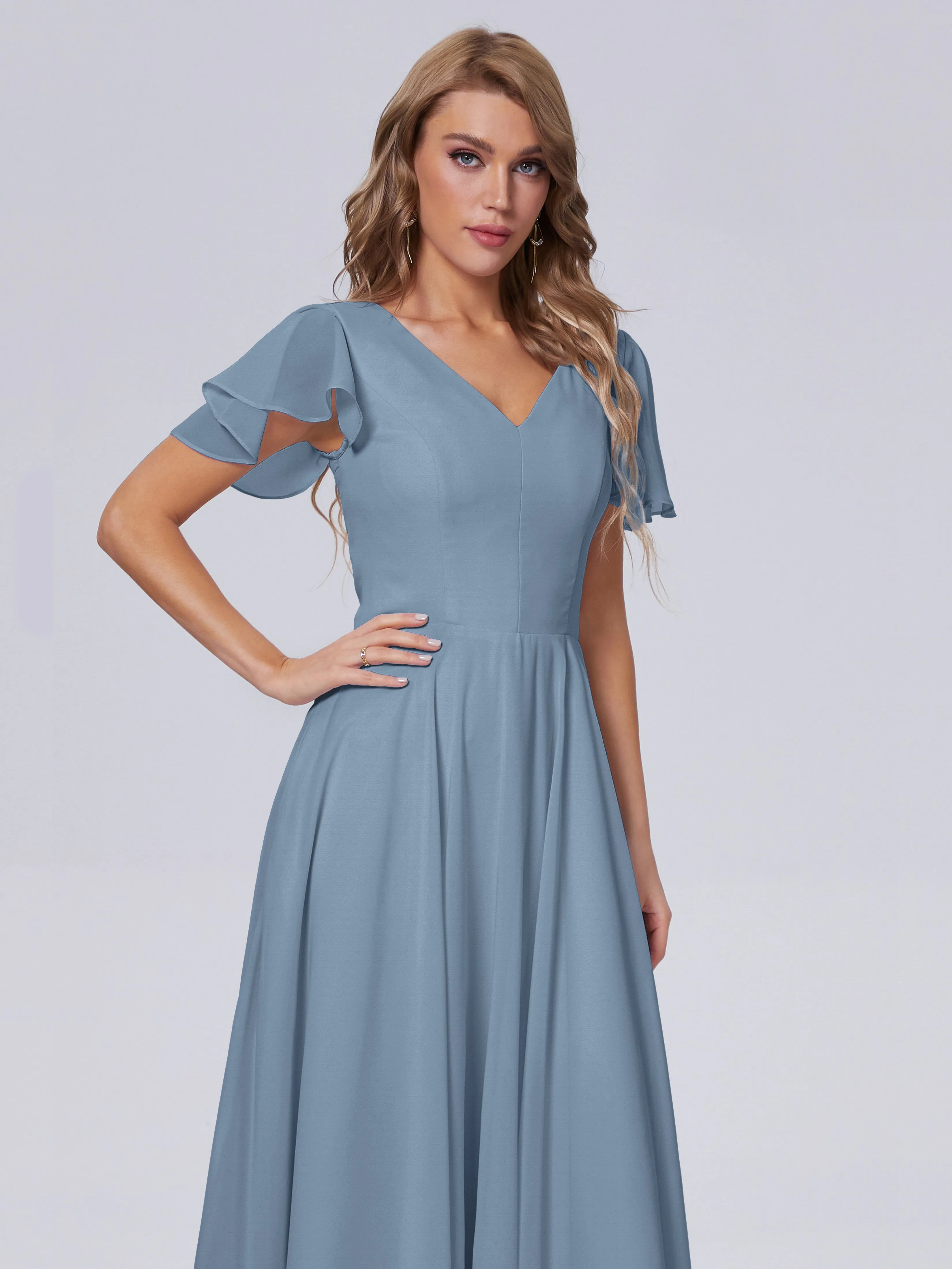 Anastasia Short Sleeves Chiffon Bridesmaid Dresses