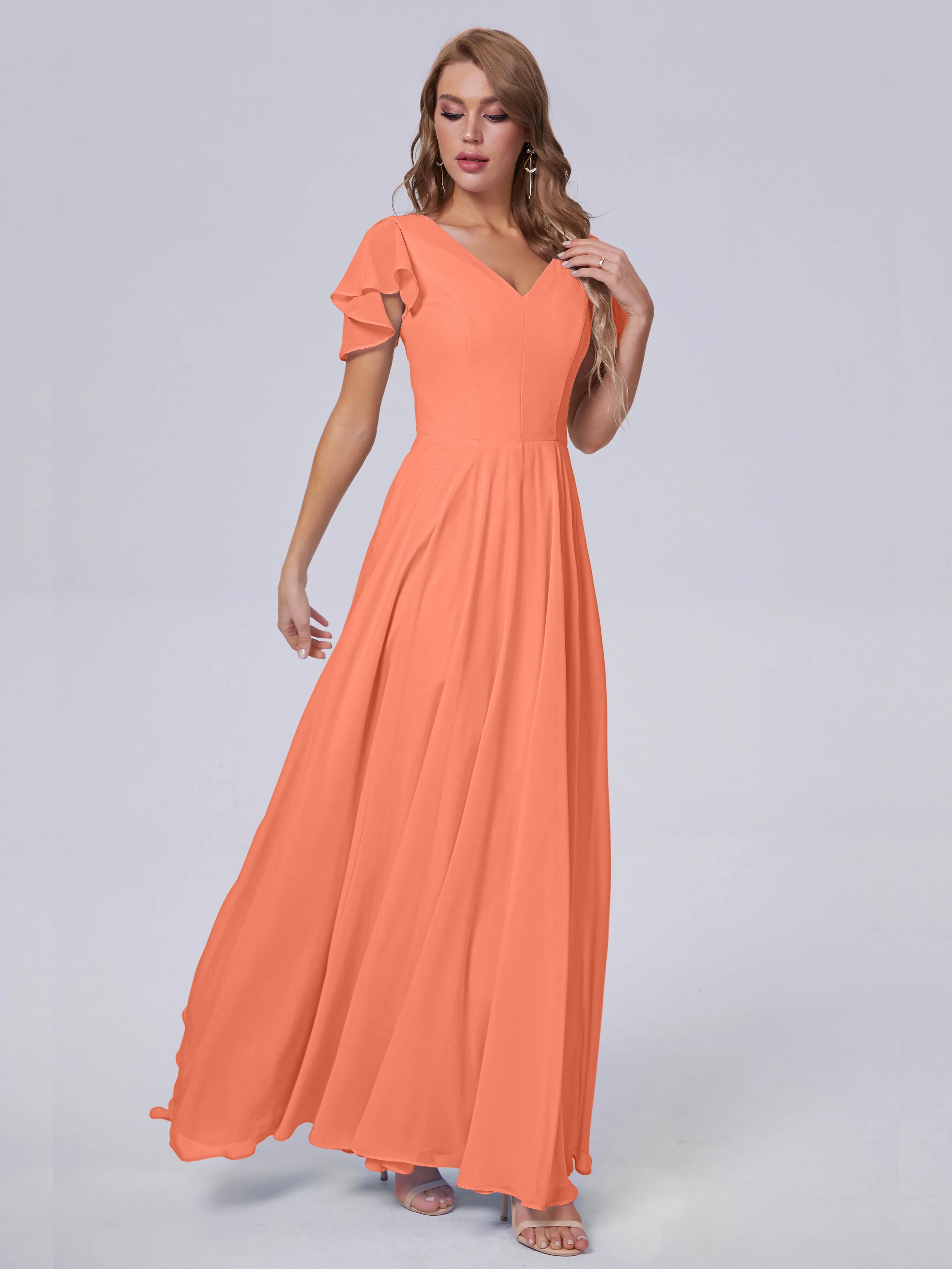 Anastasia Short Sleeves Chiffon Bridesmaid Dresses