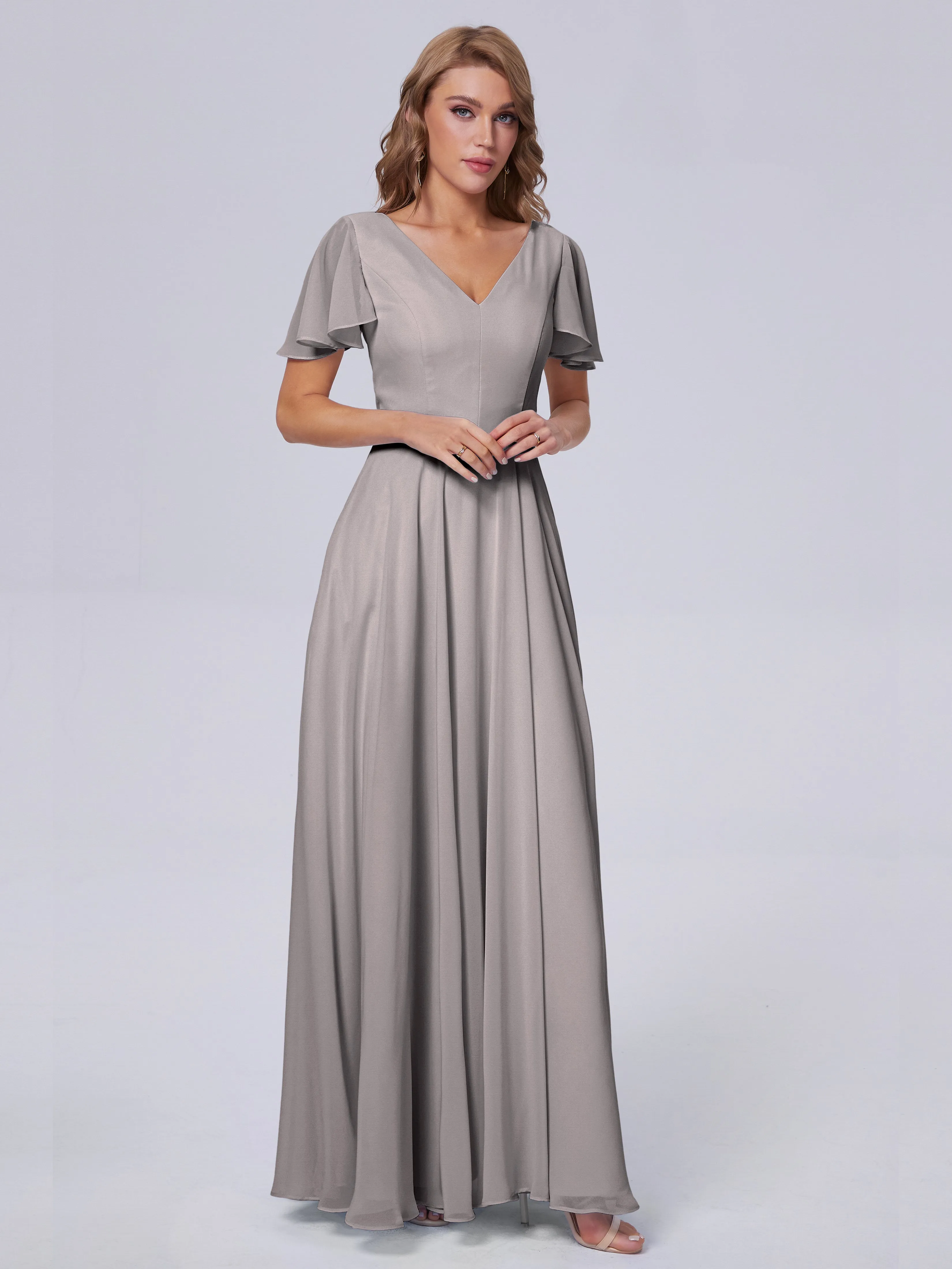 Anastasia Short Sleeves Chiffon Bridesmaid Dresses