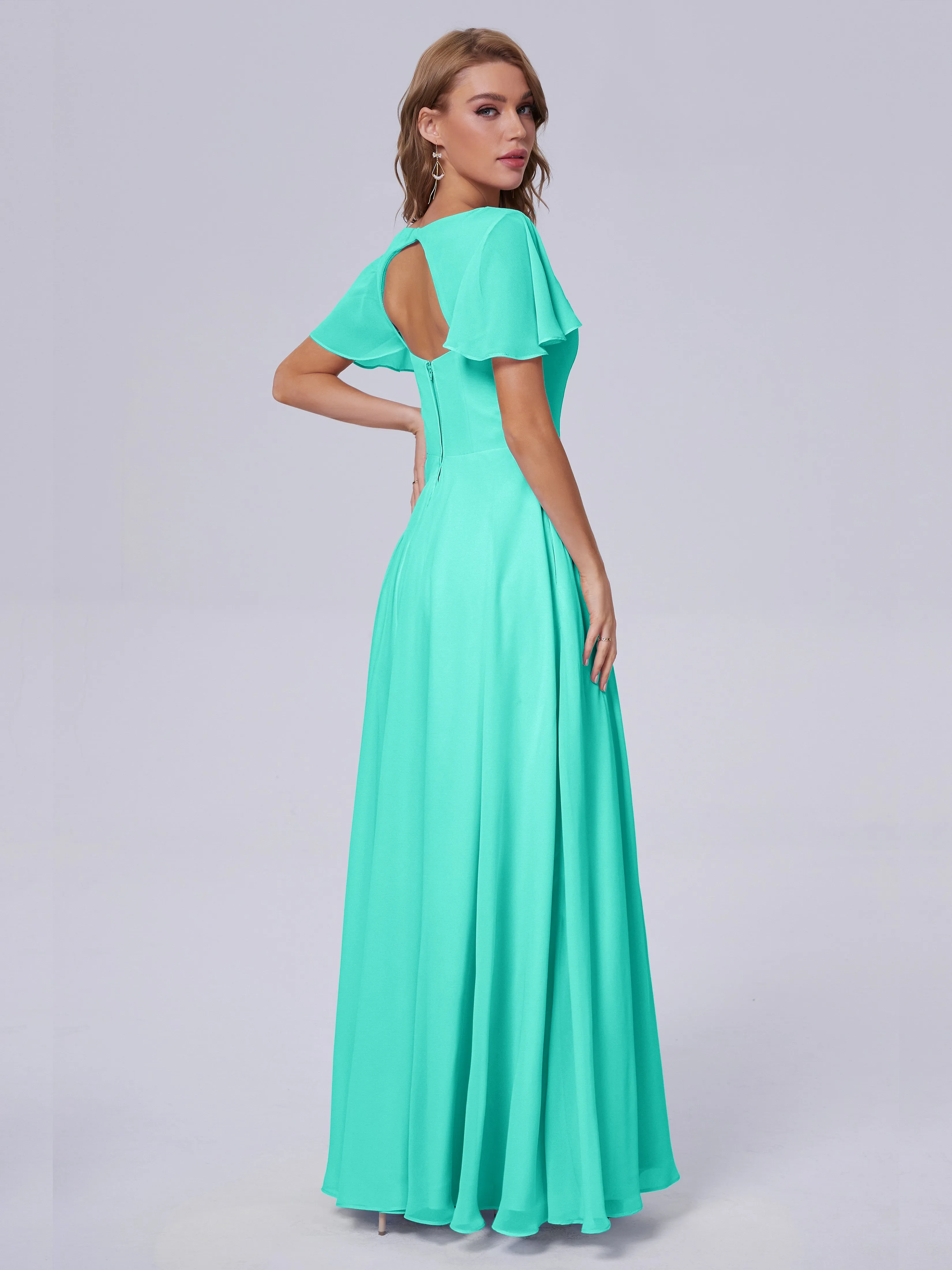 Anastasia Short Sleeves Chiffon Bridesmaid Dresses