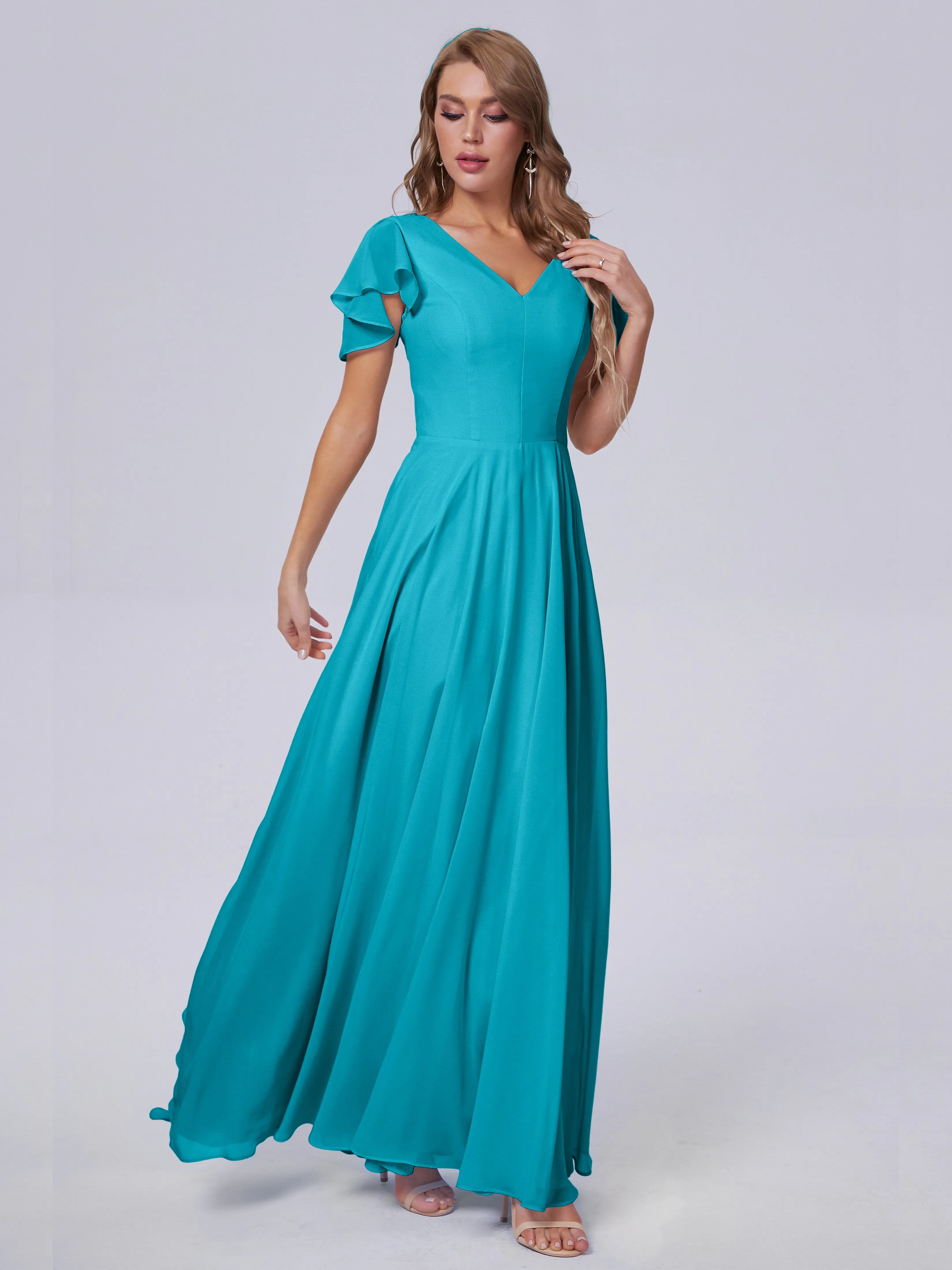 Anastasia Short Sleeves Chiffon Bridesmaid Dresses