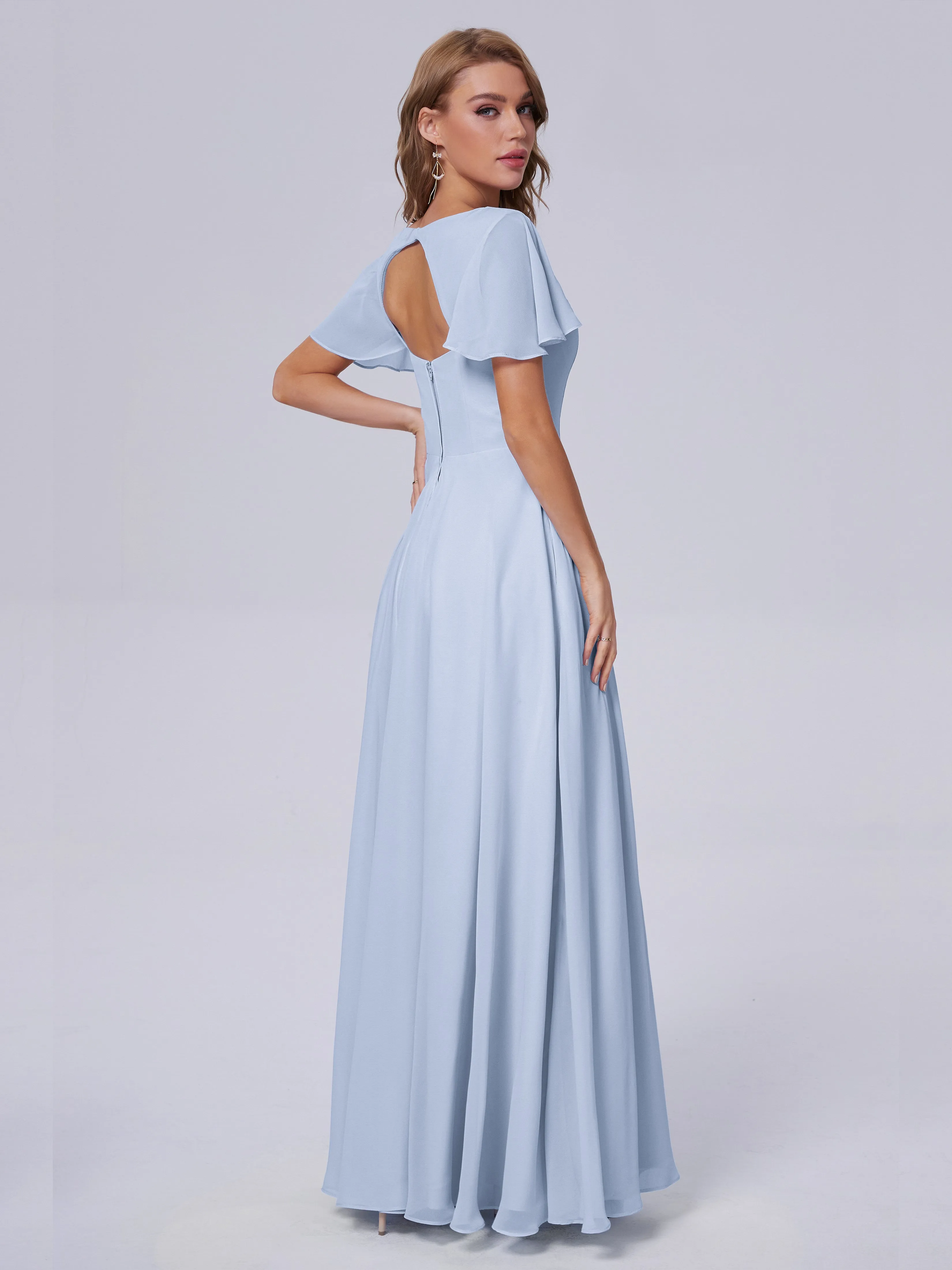 Anastasia Short Sleeves Chiffon Bridesmaid Dresses