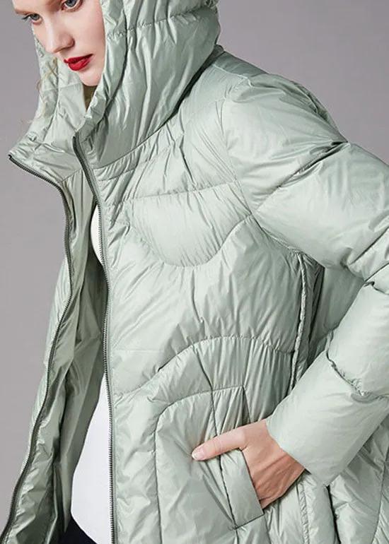 Boutique silver Green hooded low high design Loose Winter Duck Down Coats