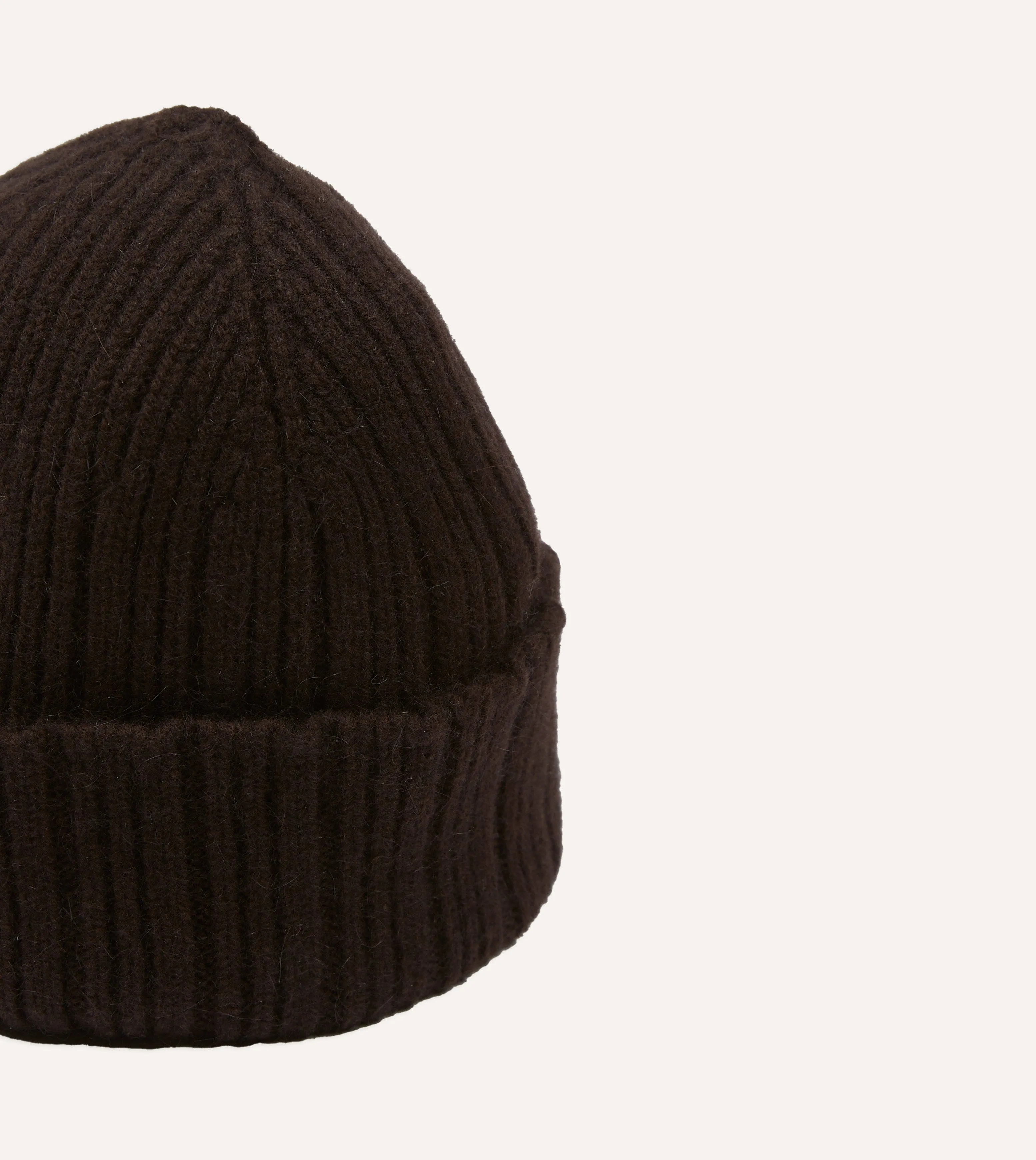 Brown Angora Lambswool Ribbed Knit Cap