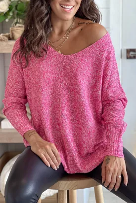 Candy Pink V-Neck Knit Sweater