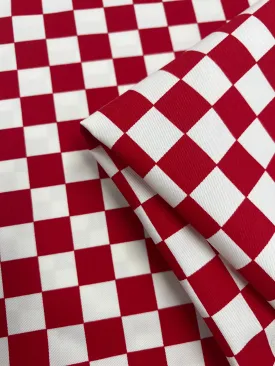 Cotton Drill - Red Chess - 155cm