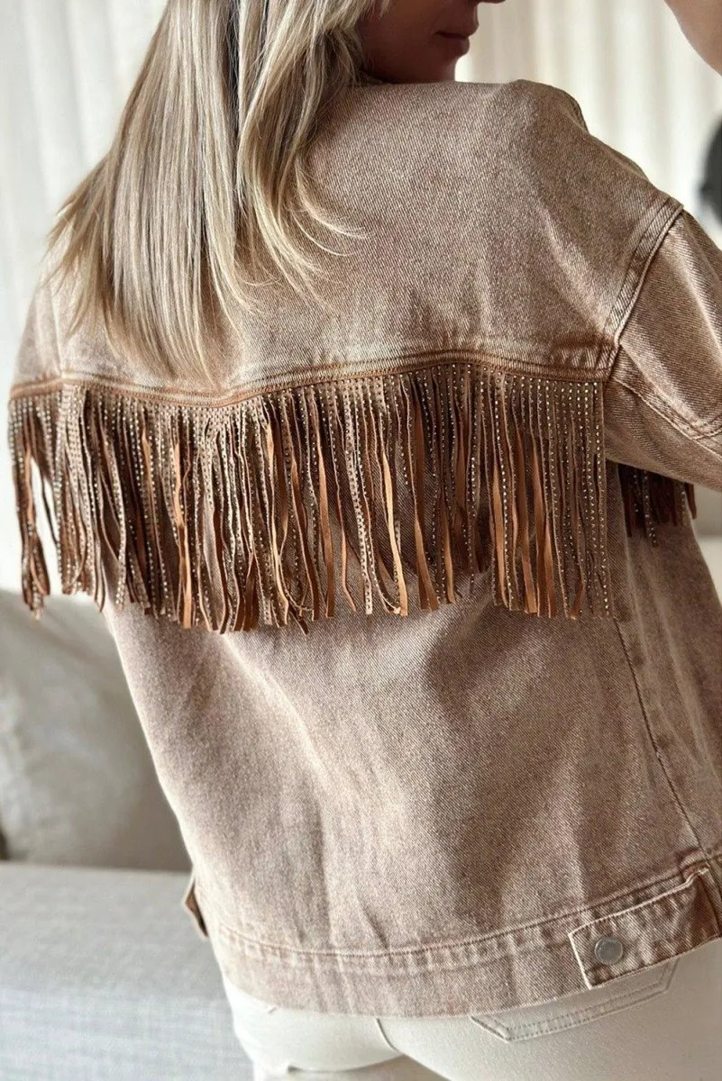 Cowgirl Rhinestone Fringed Denim Jacket