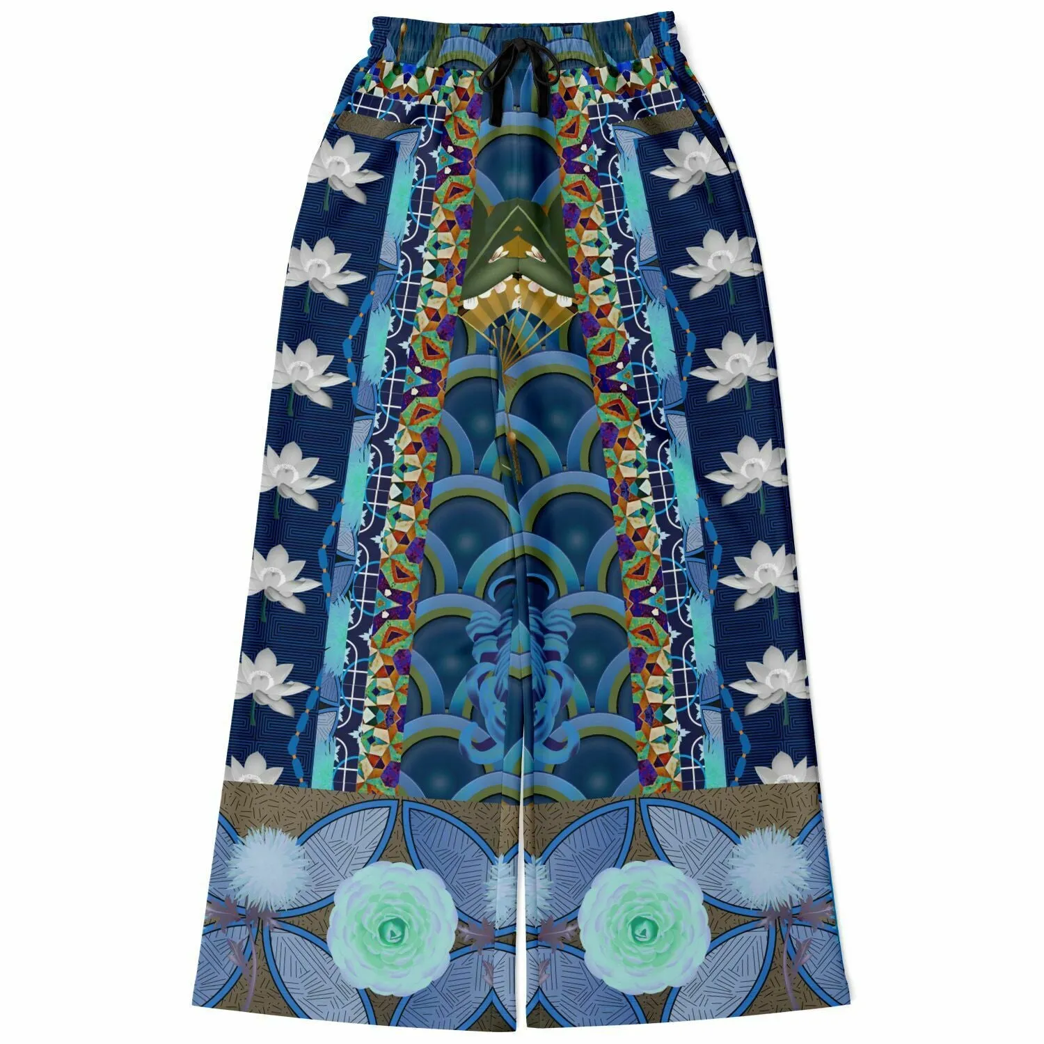 Dahlia Lama Lotus Flower Print Eco-Poly Wide Leg Pants