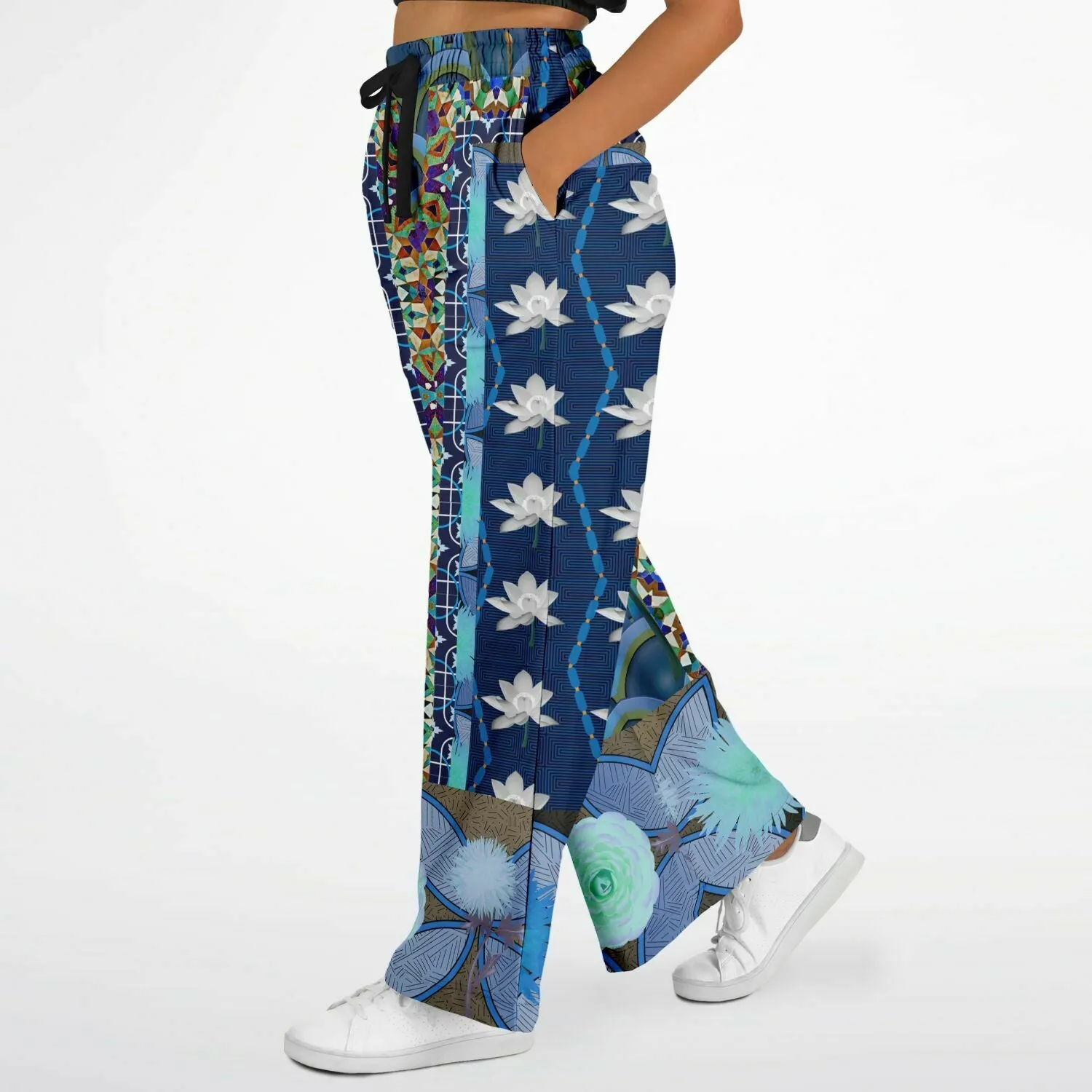 Dahlia Lama Lotus Flower Print Eco-Poly Wide Leg Pants