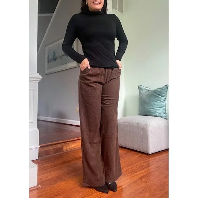 Erin Brown Corduroy Wide Leg Pant