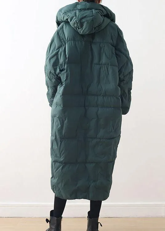 Fine plus size clothing winter jacket hooded coats green zippered down jacket woman