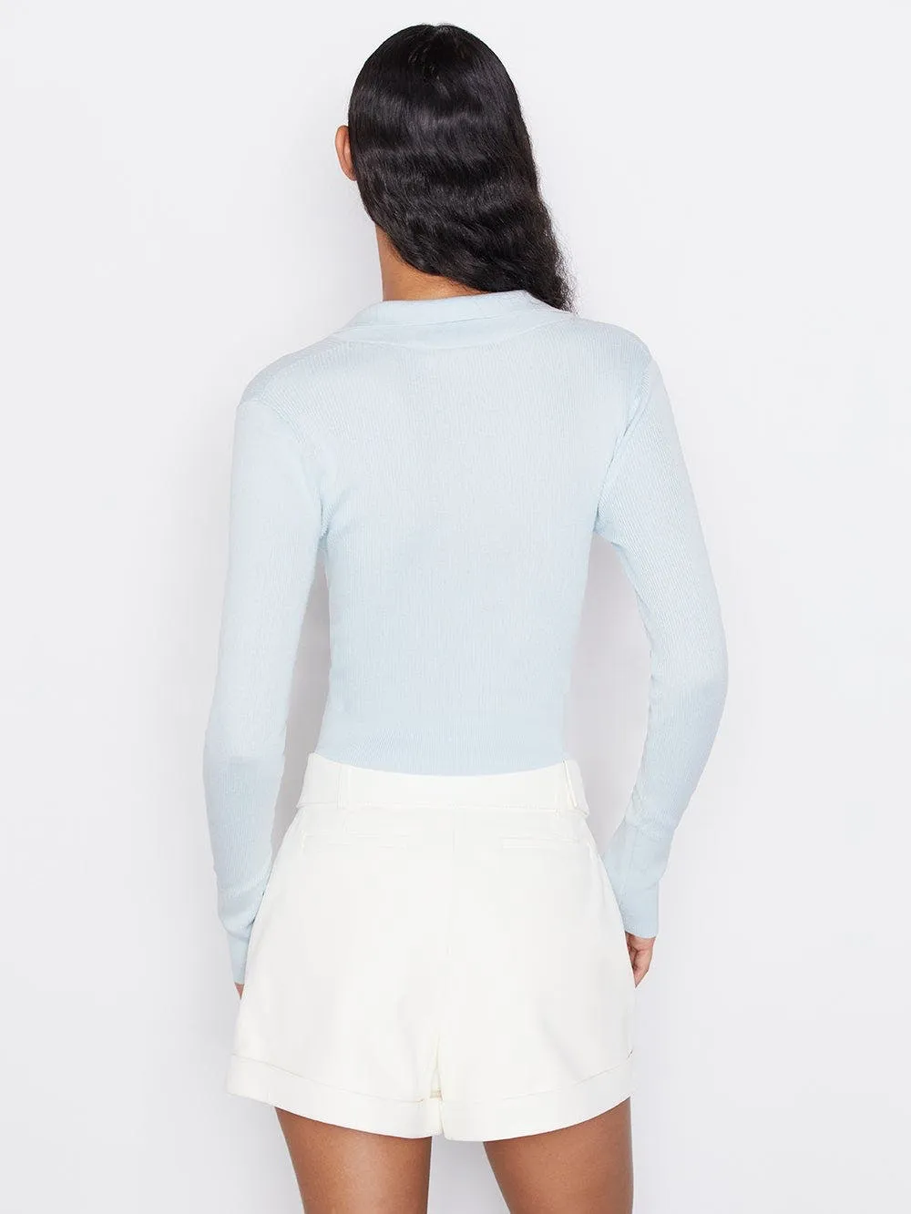 Frame - Shrunken Polo Sweater in Cloud Blue