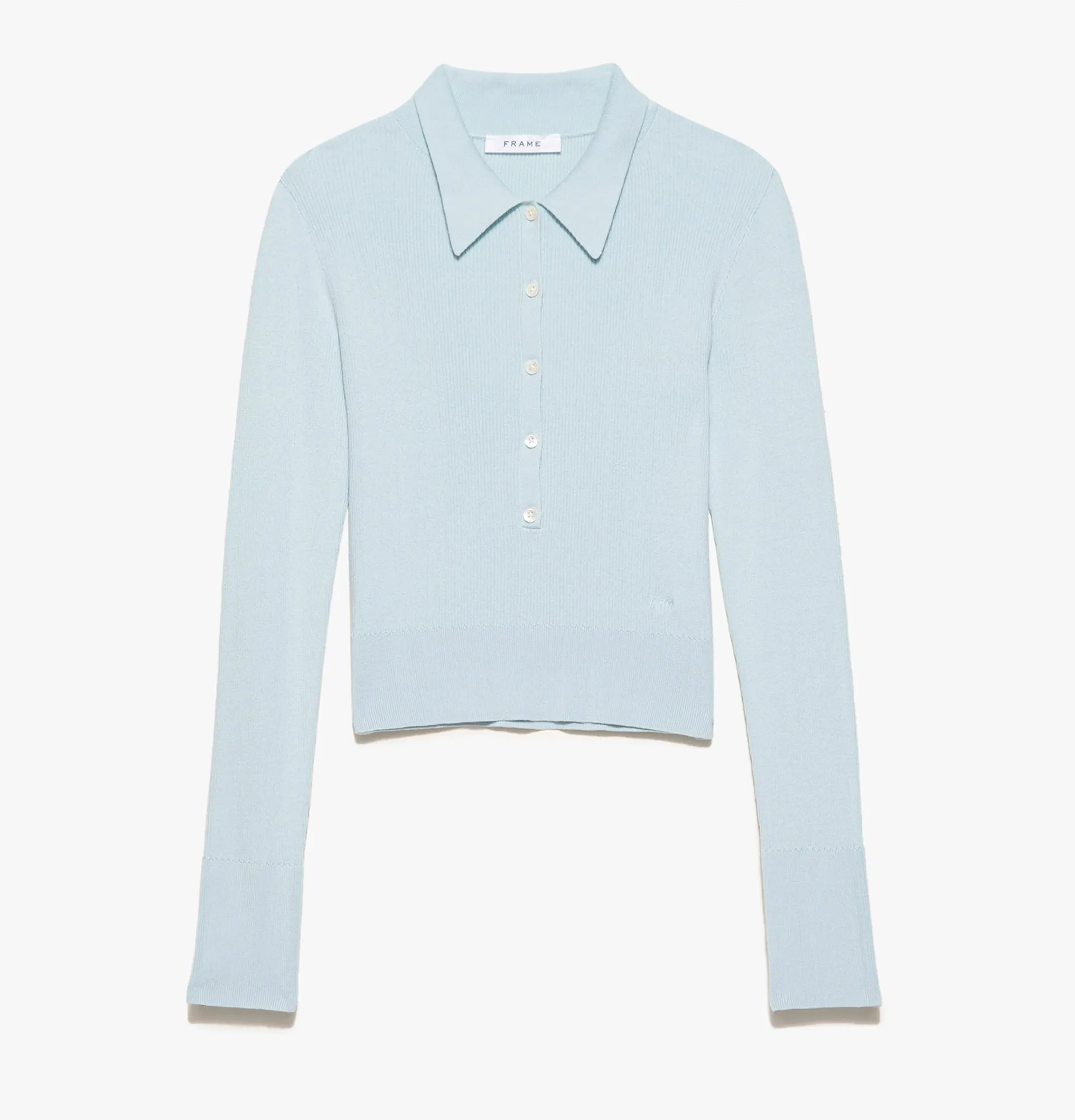 Frame - Shrunken Polo Sweater in Cloud Blue