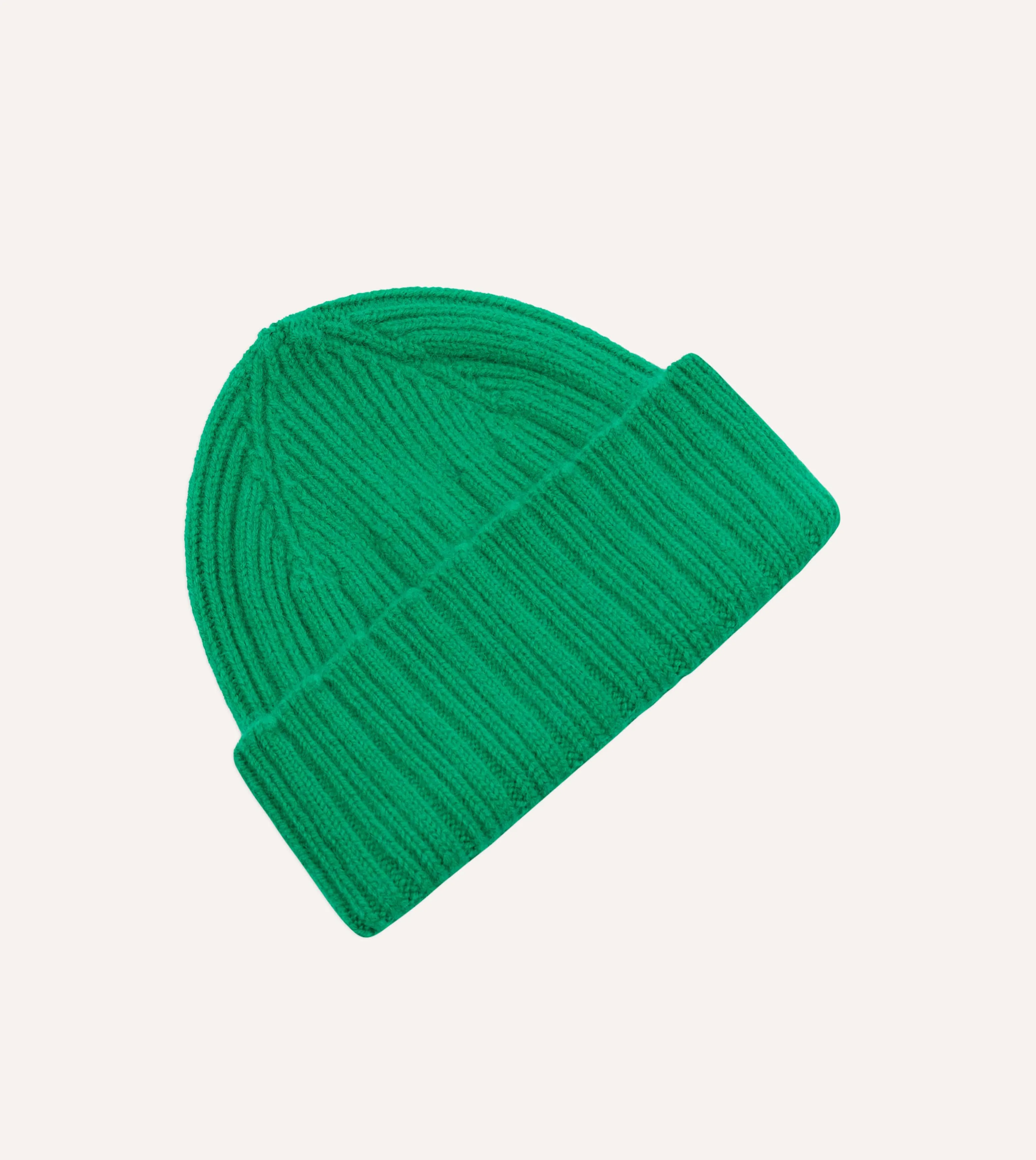 Green Angora Lambswool Ribbed Knit Cap