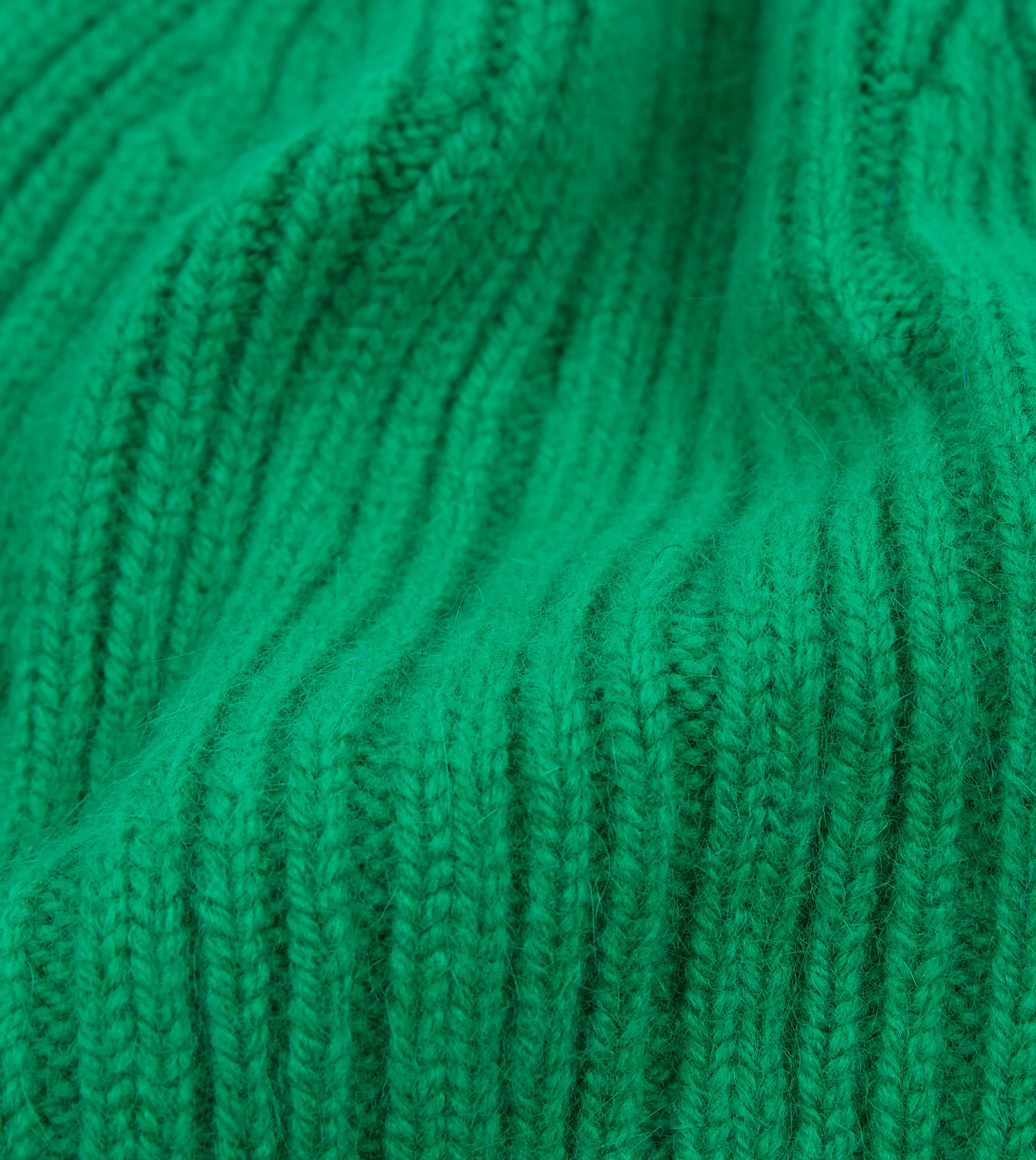 Green Angora Lambswool Ribbed Knit Cap