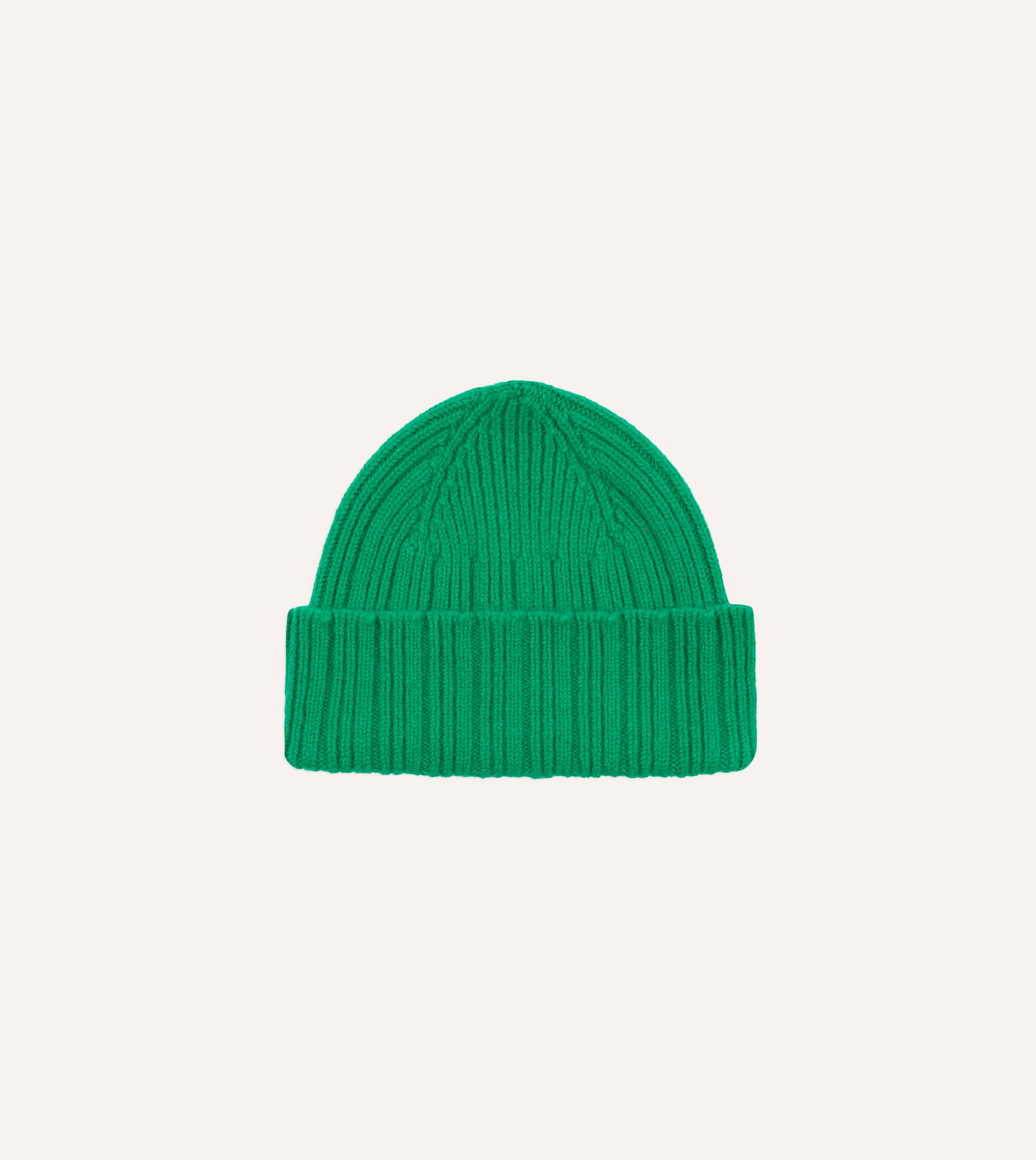 Green Angora Lambswool Ribbed Knit Cap