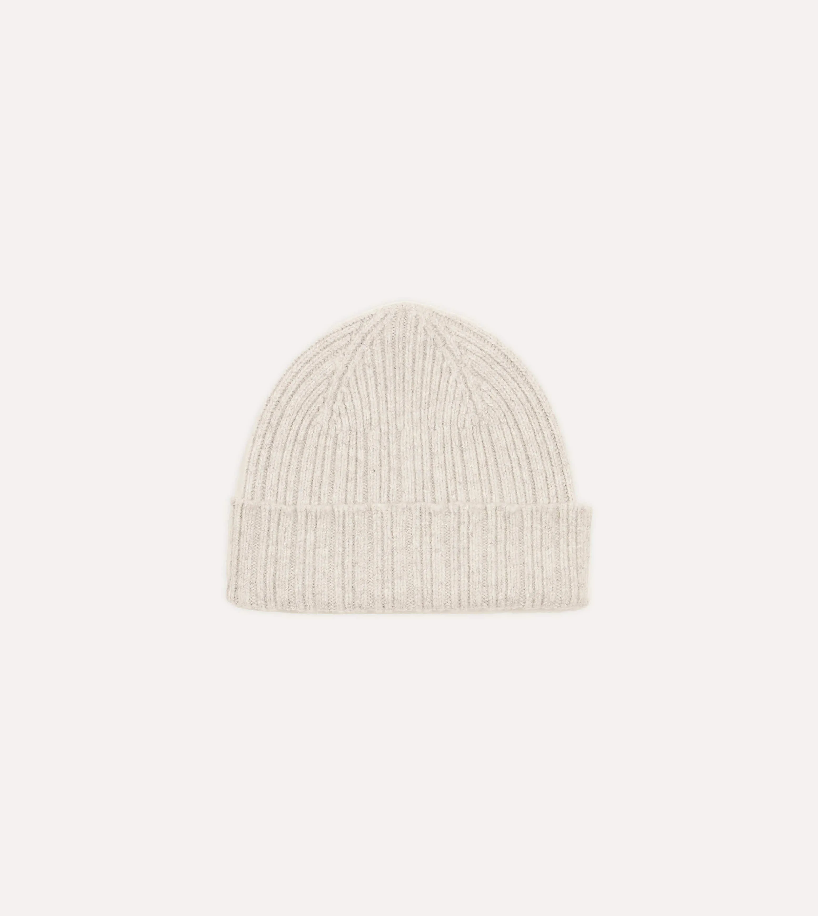 Grey Angora Lambswool Ribbed Knit Cap