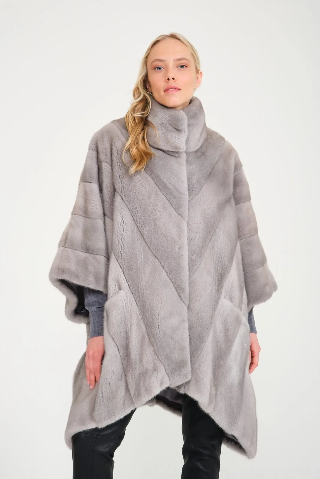 Grey Long Mink Fur Coat