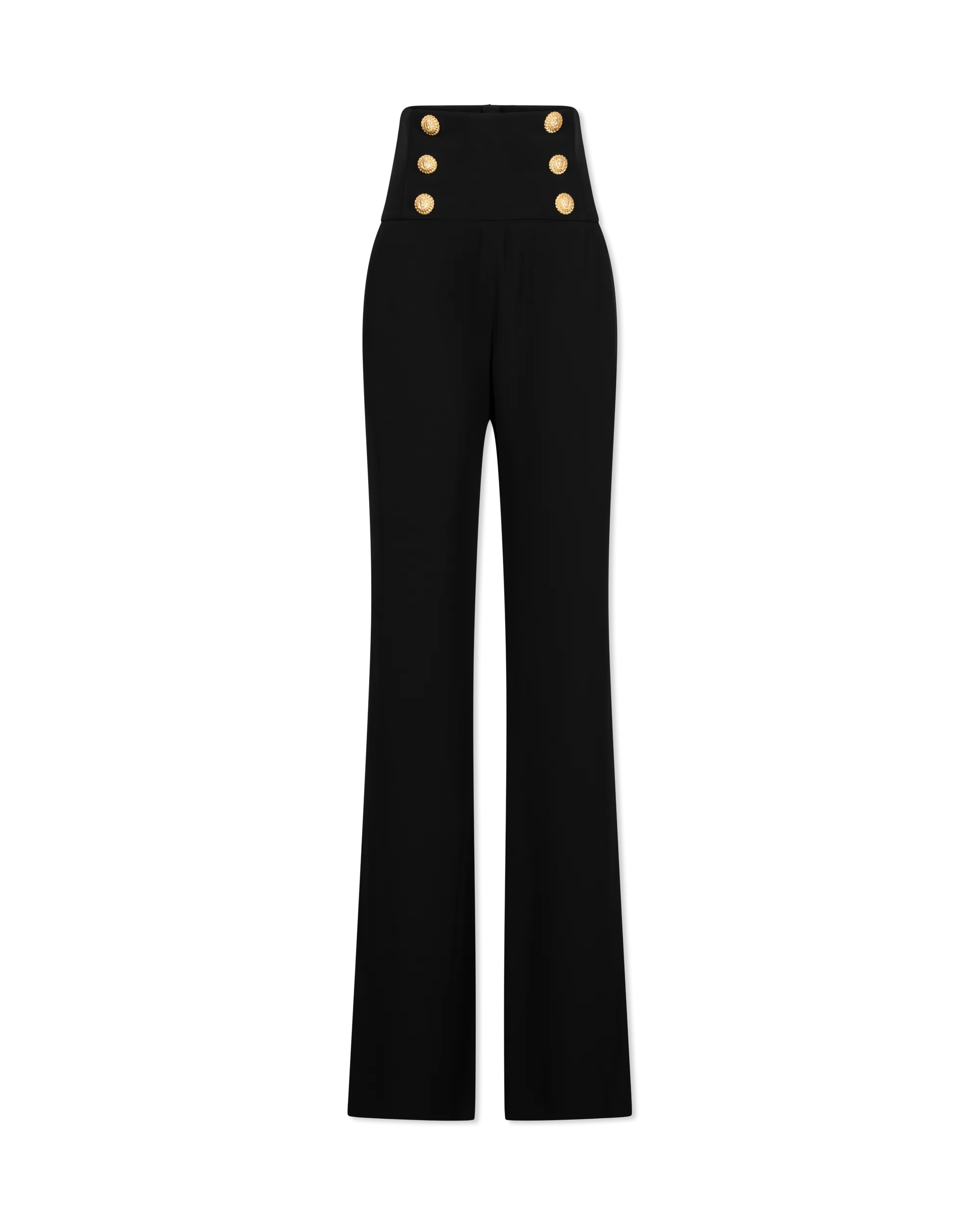 High Waisted 6 Button Crepe Wide-Leg Trousers