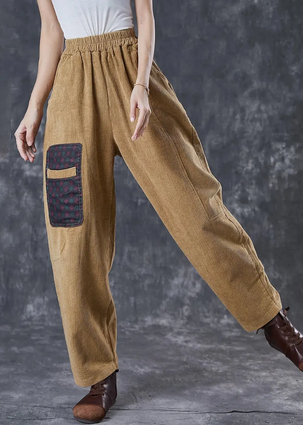 Italian Applique Corduroy Pants Trousers Spring