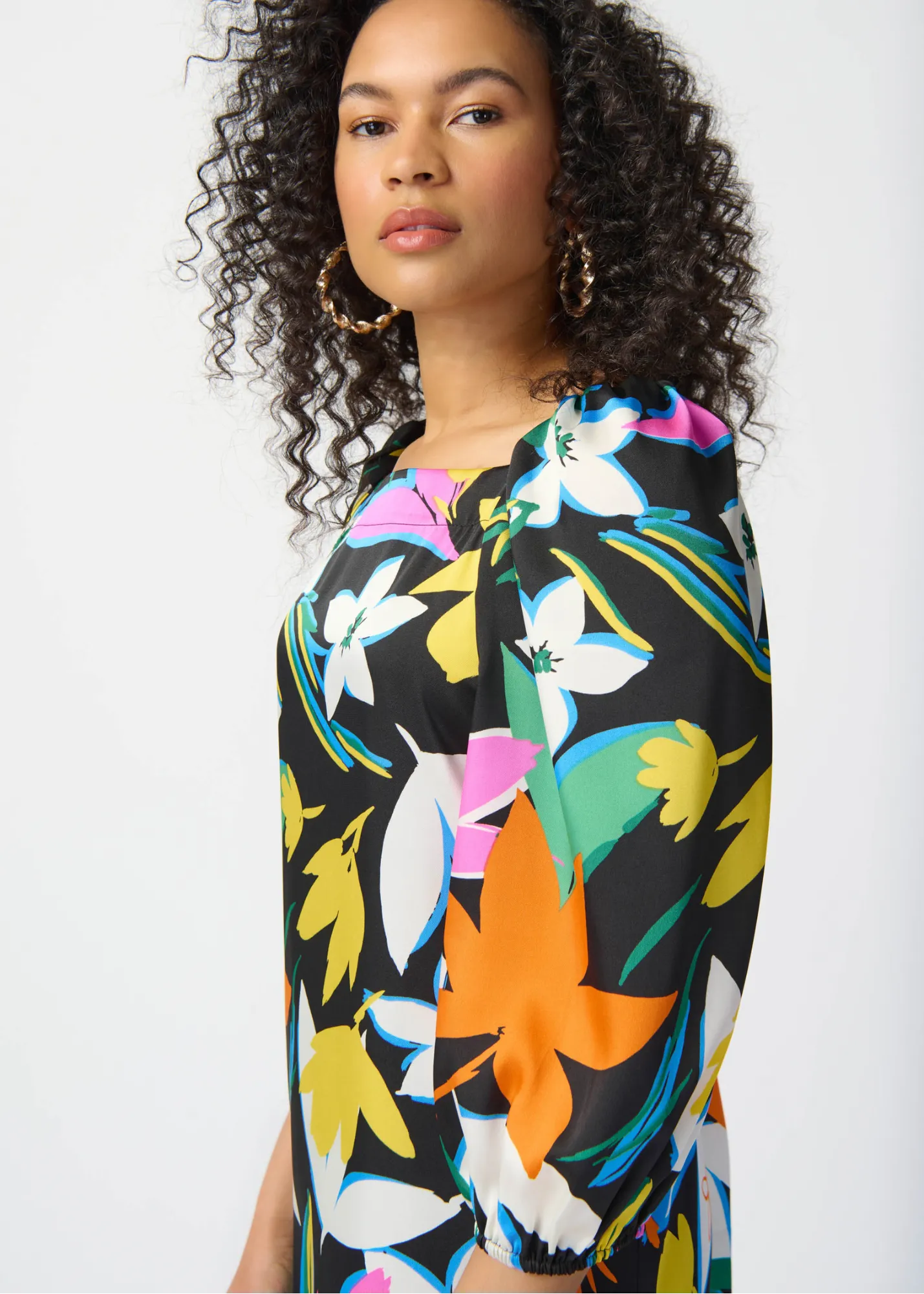 Joseph Ribkoff Floral Print Satin Dress