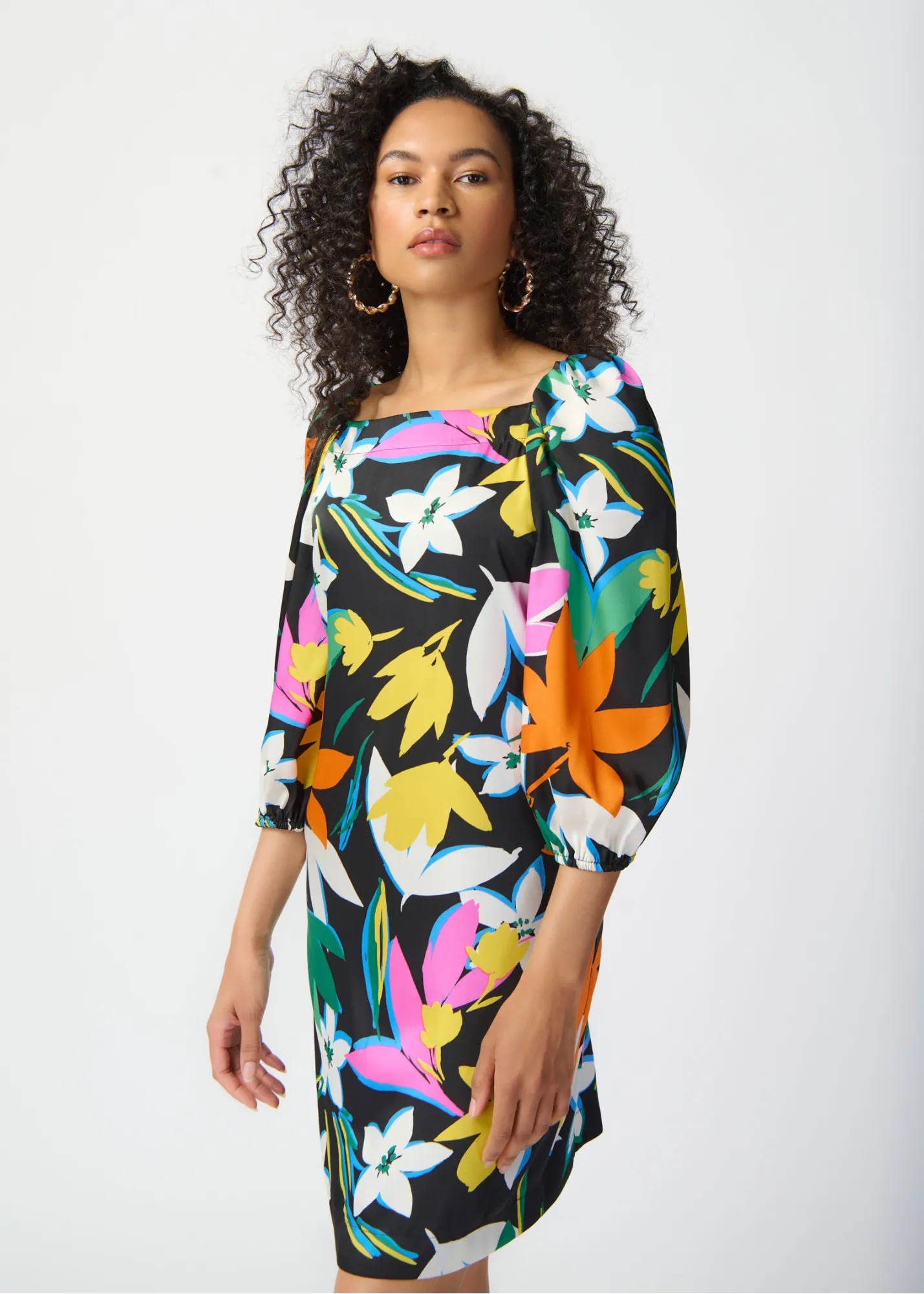 Joseph Ribkoff Floral Print Satin Dress