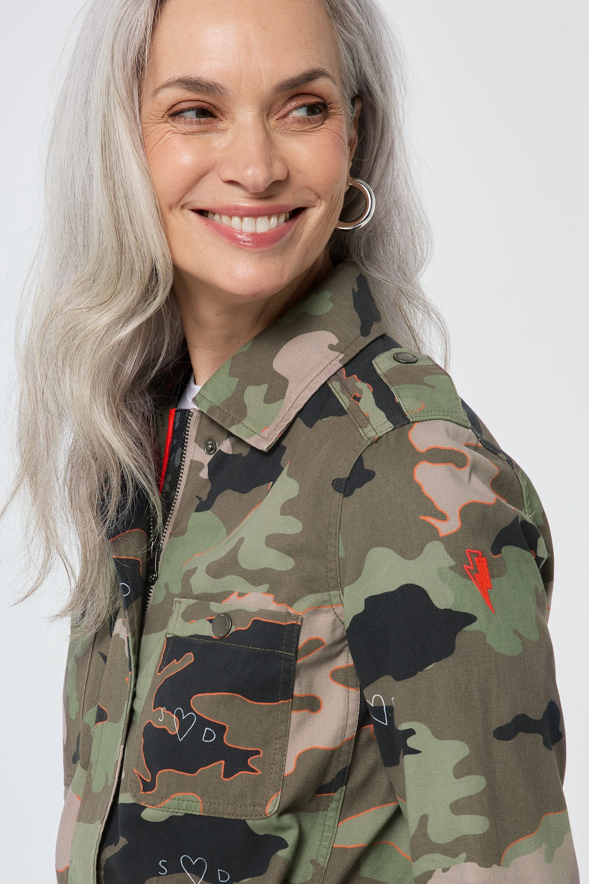 Khaki Camo Print Utility Jacket