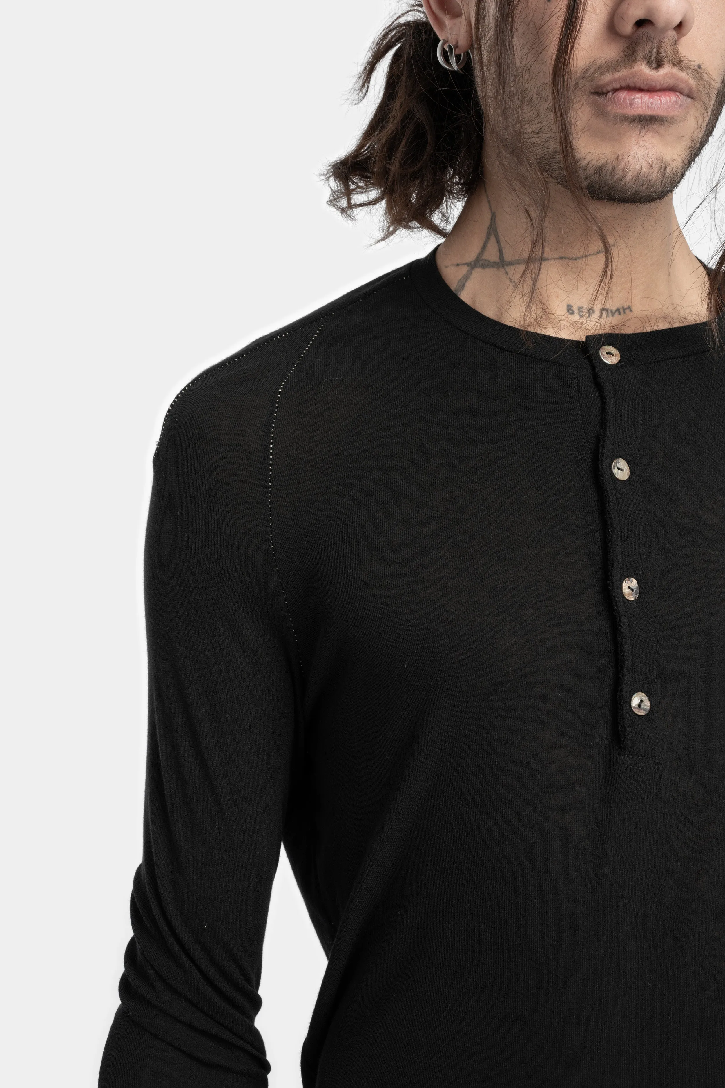 Lightweight wool / silk ls henley T-Shirt