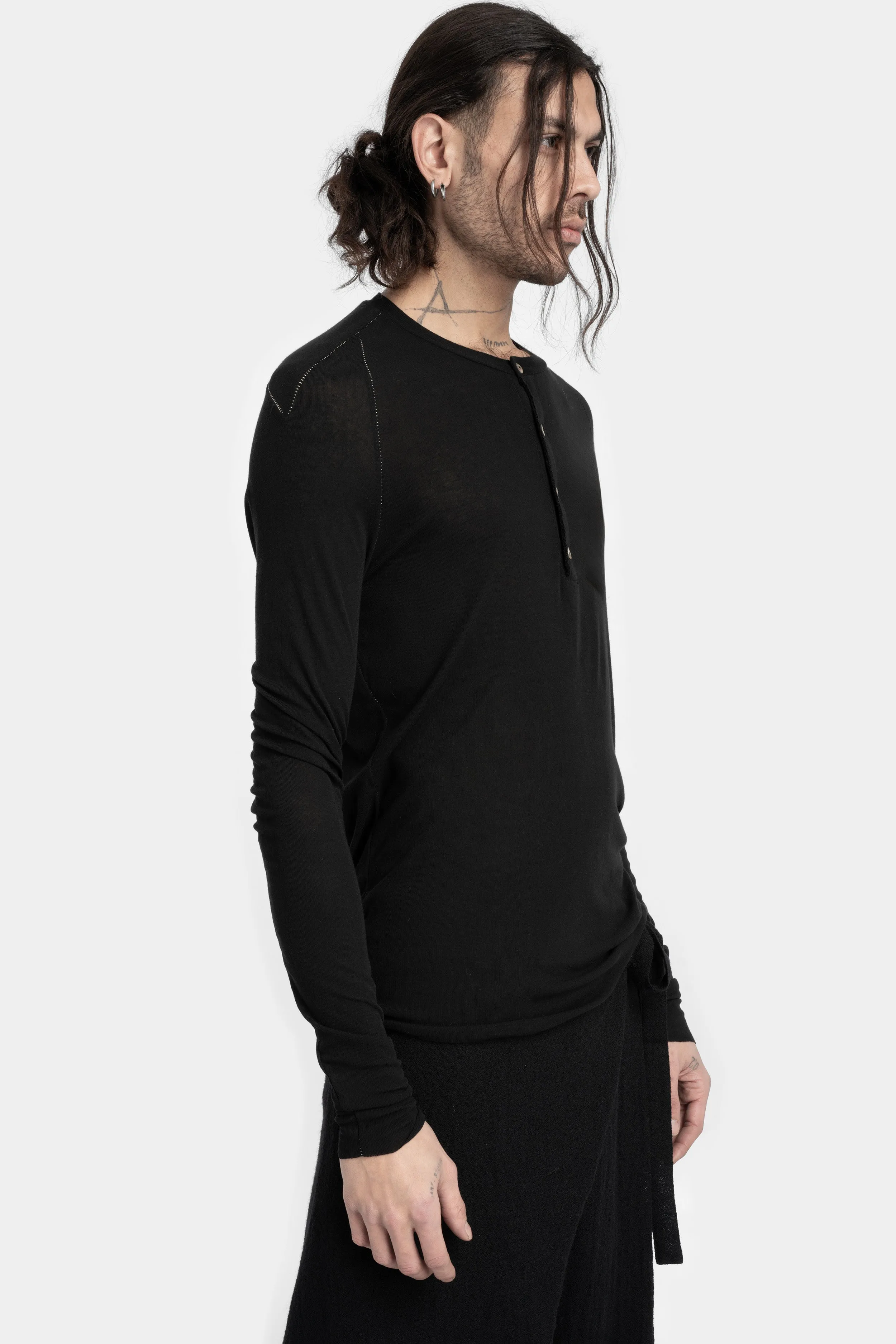 Lightweight wool / silk ls henley T-Shirt