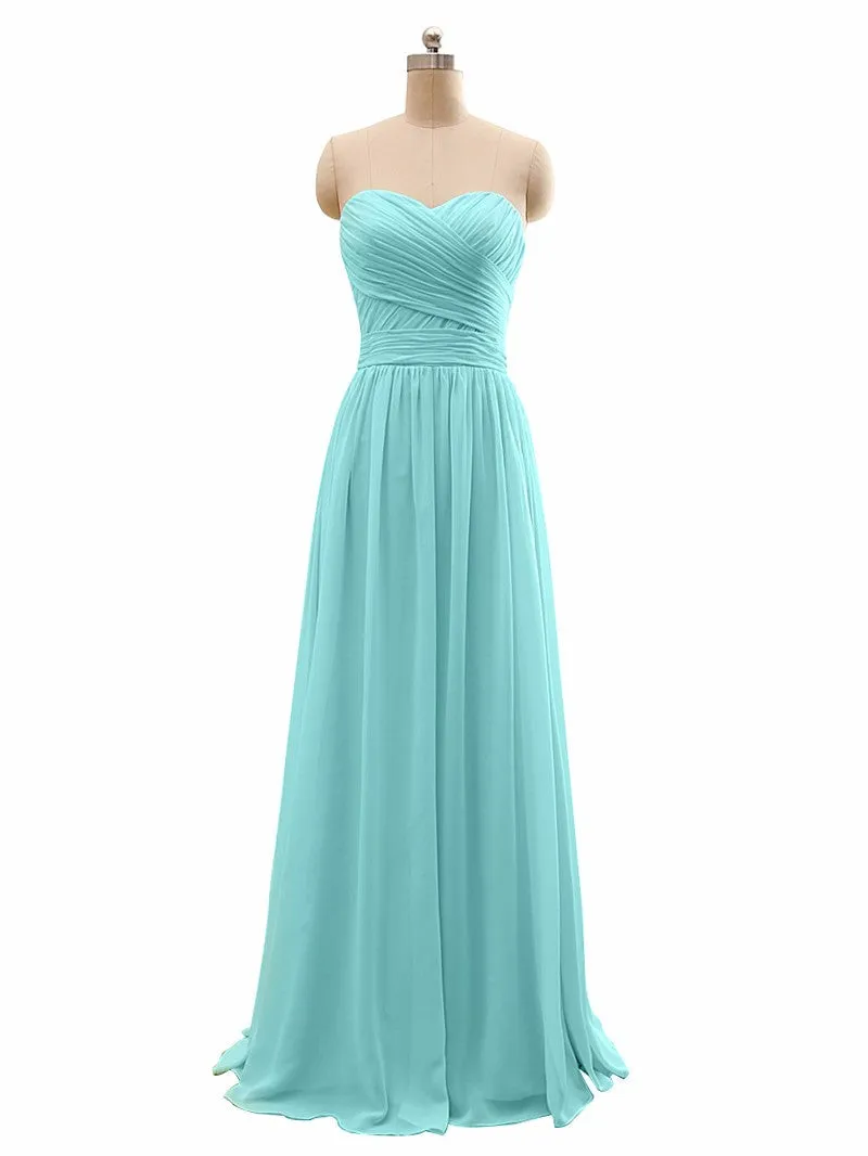 Long Chiffon strapless  Bridesmaid Dress