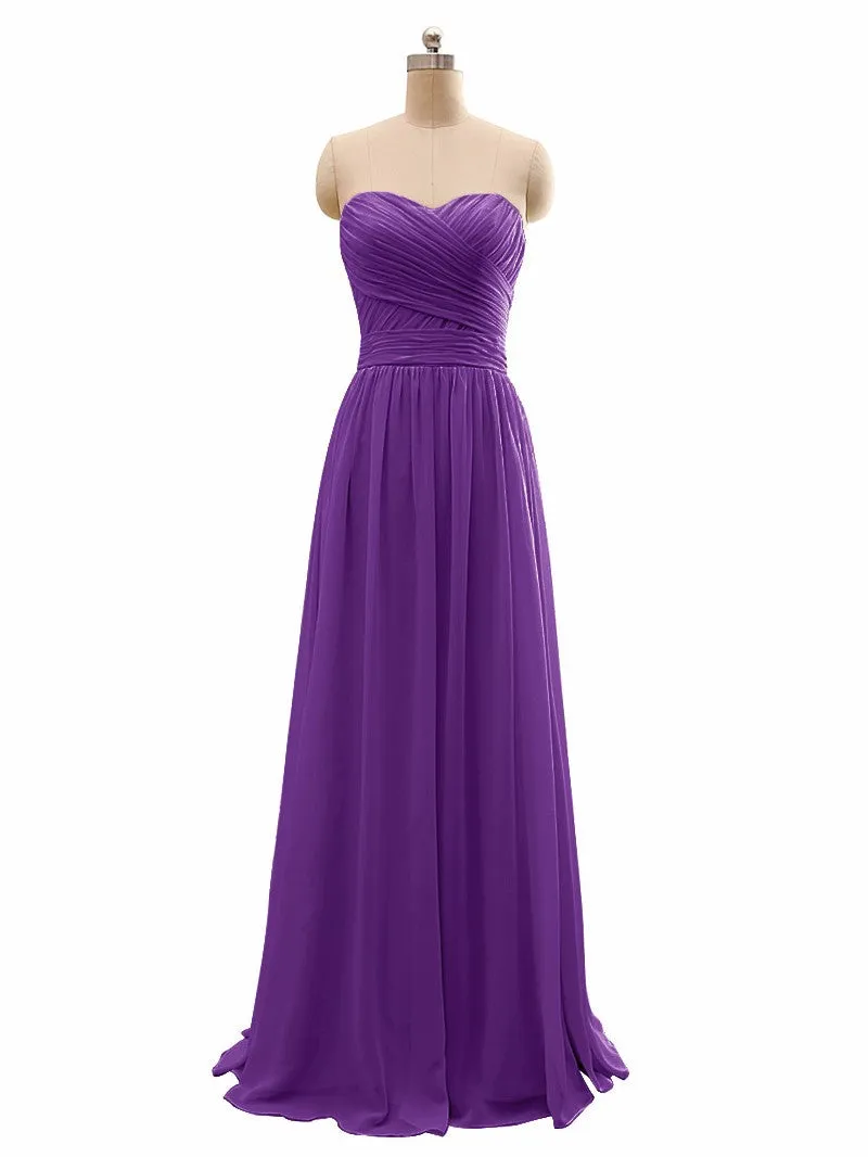 Long Chiffon strapless  Bridesmaid Dress