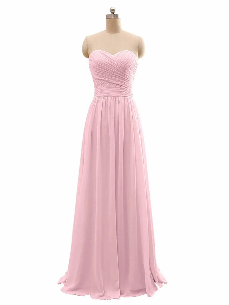 Long Chiffon strapless  Bridesmaid Dress