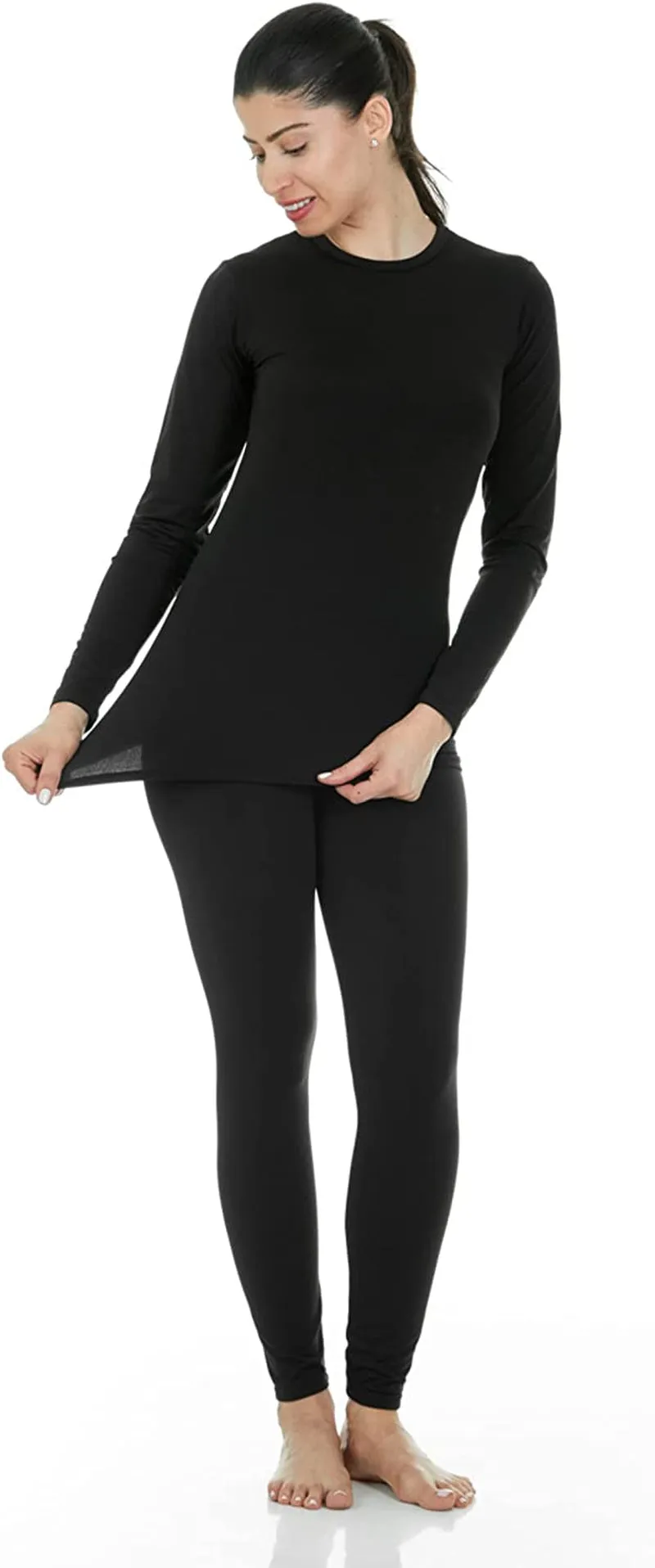 Long Johns Thermal Underwear for Women Fleece Lined Base Layer Pajama Set Cold Weather