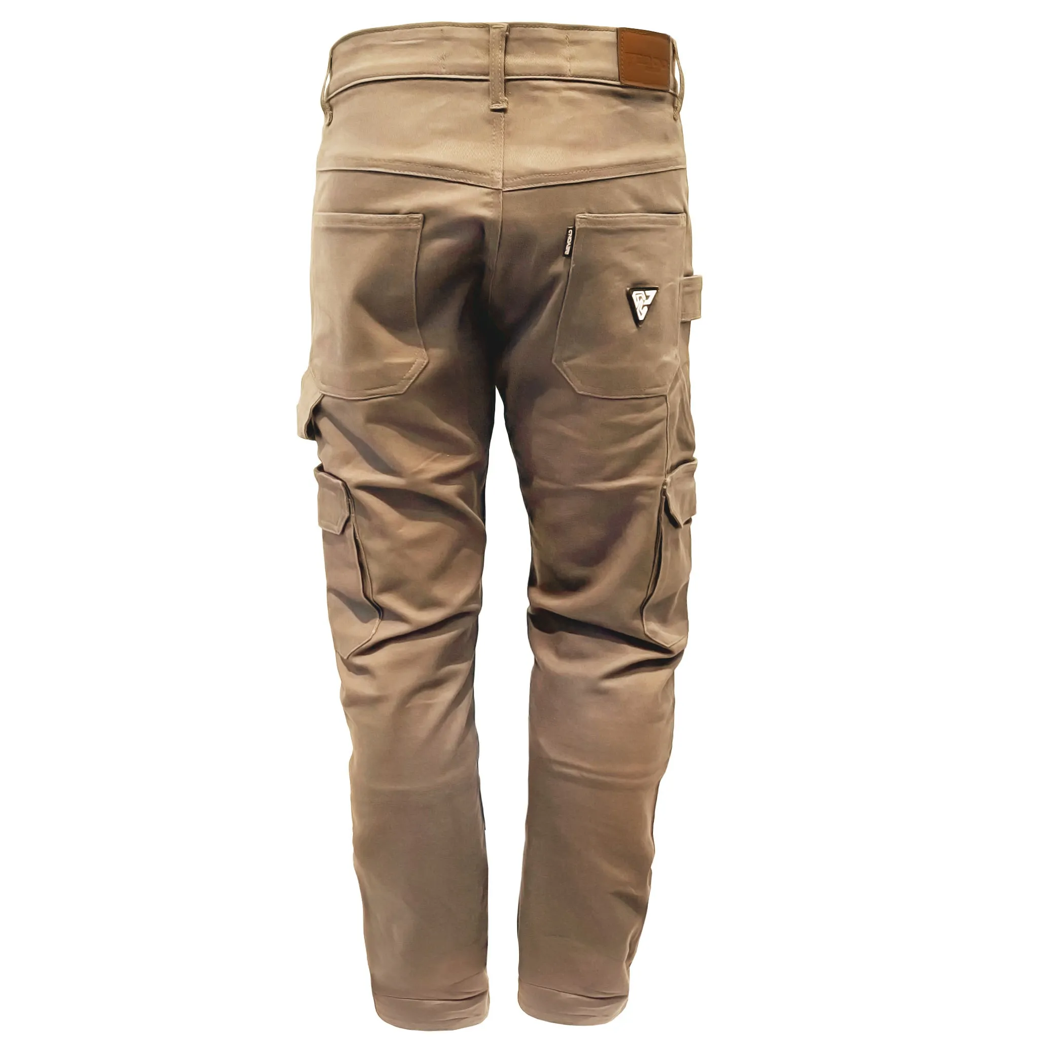 Loose Fit Cargo Pants - Khaki Solid with Pads