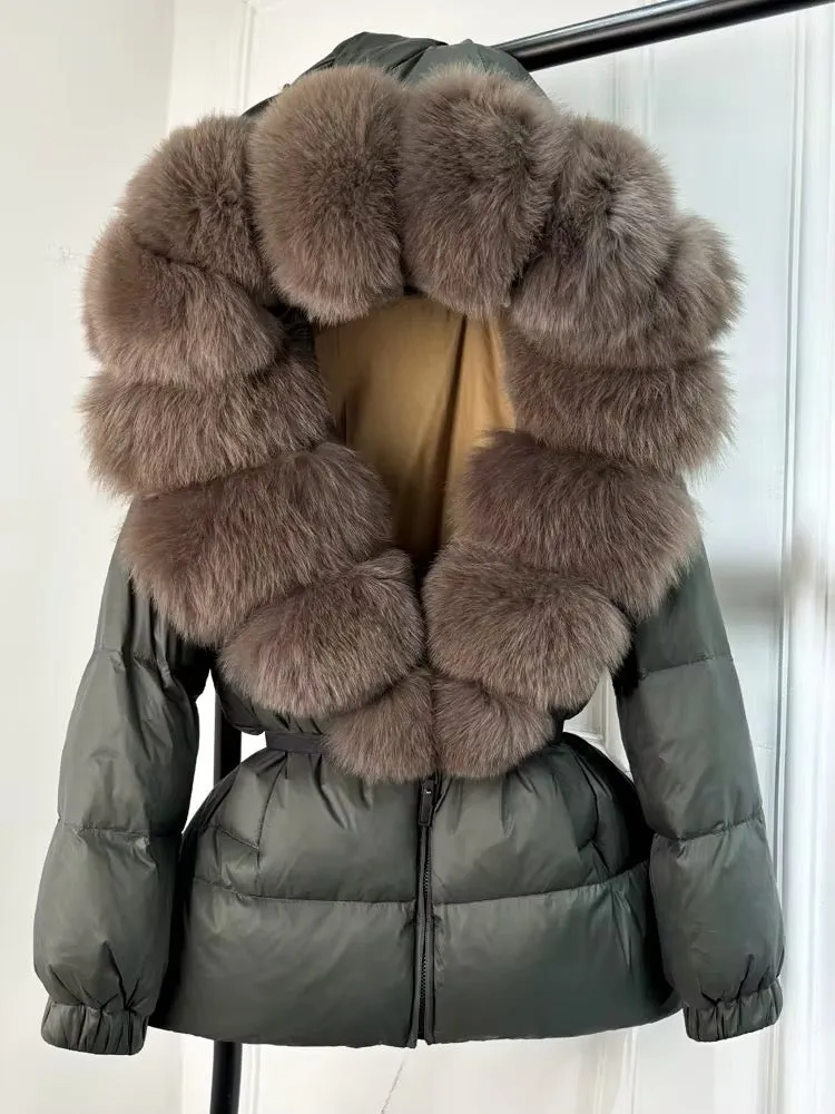 Luxury Women's Duck Down Jacket with Natural Fur - Ultimate Winter Warmth