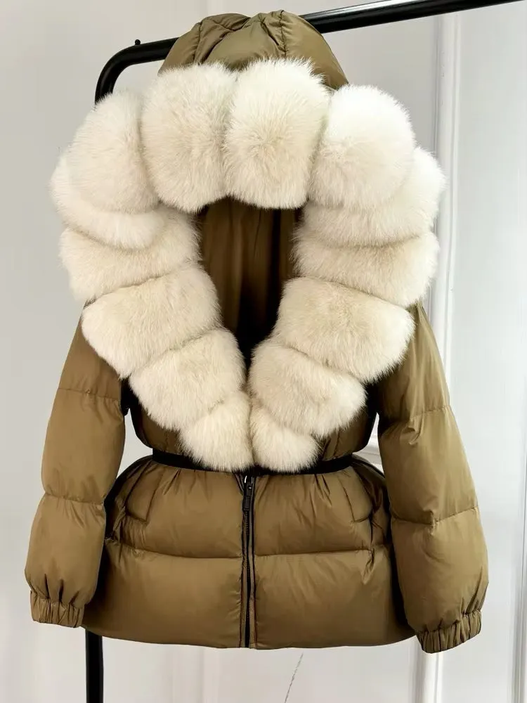 Luxury Women's Duck Down Jacket with Natural Fur - Ultimate Winter Warmth