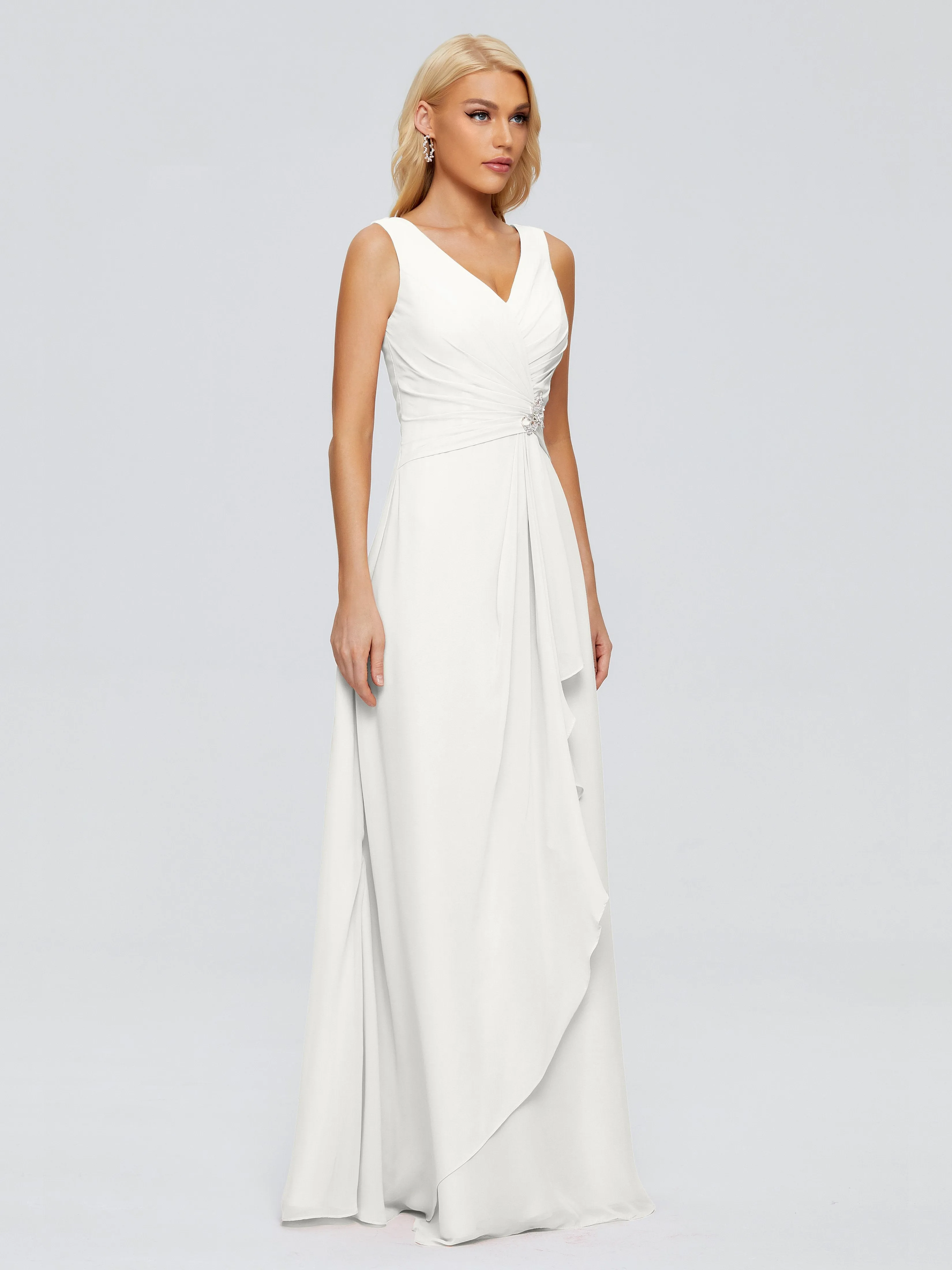 Maria Modern Sheath V Neck Chiffon Bridesmaid Dresses